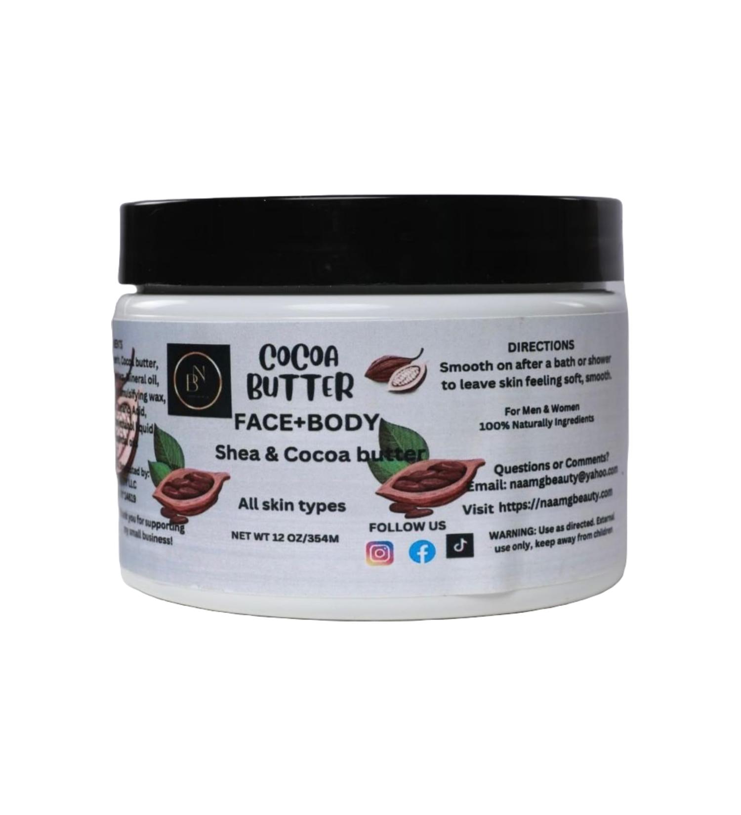 Naamg Beauty Cocoa Body Butter- Handmade Natural Butter for Body Face -Natural Cocoa Body Butter for Women Men- All Skin Types 12 oz - Buy Online on GoSupps.com
