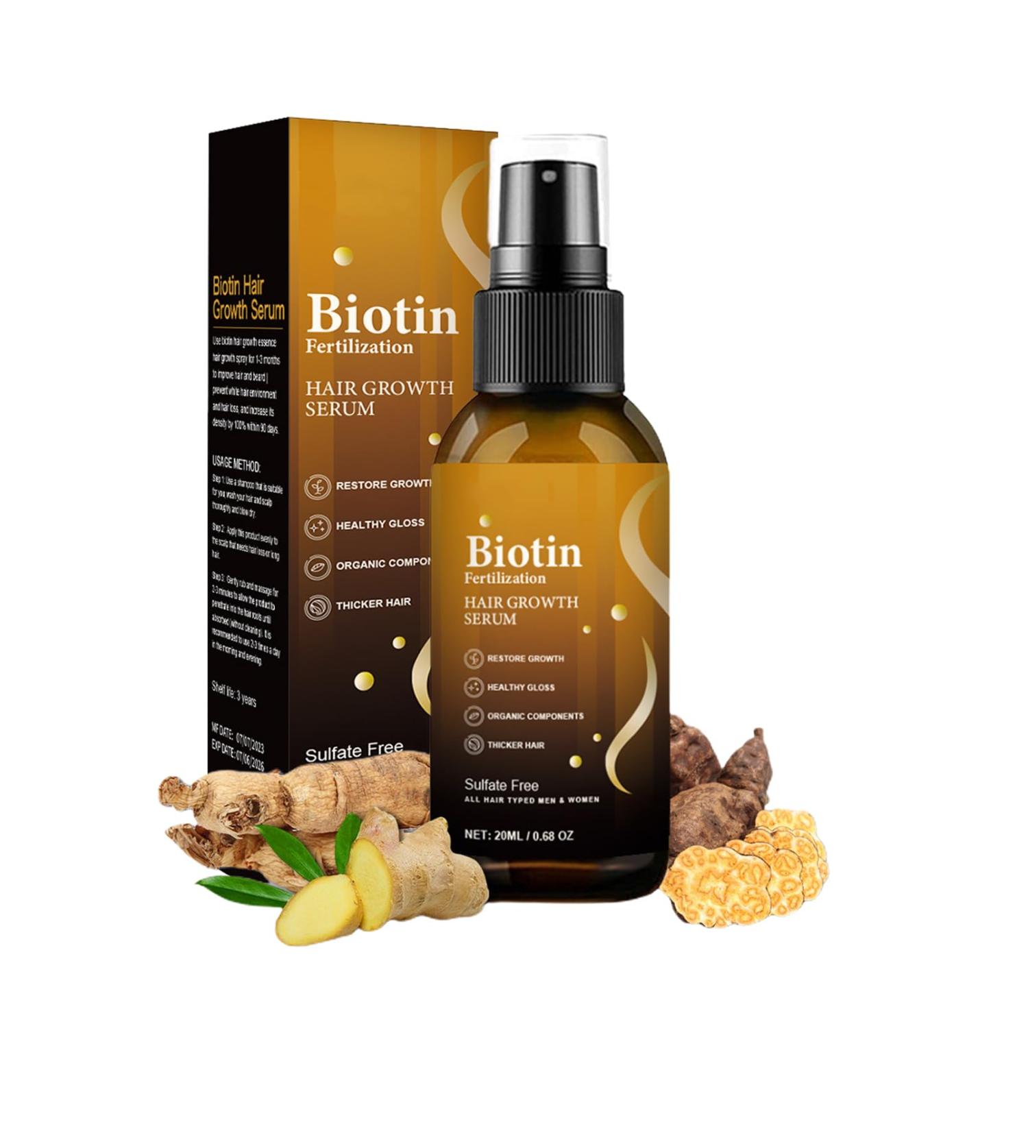 Biotin Hair Growth Serum Hair Growth Spray Anti-Hair Loss Hair Care Oil Nourishes Hair & Scalp Hair Growth Oil for Women & Men Prevent Hair Loss & Thinning 20ml - Buy Online on GoSupps.com
