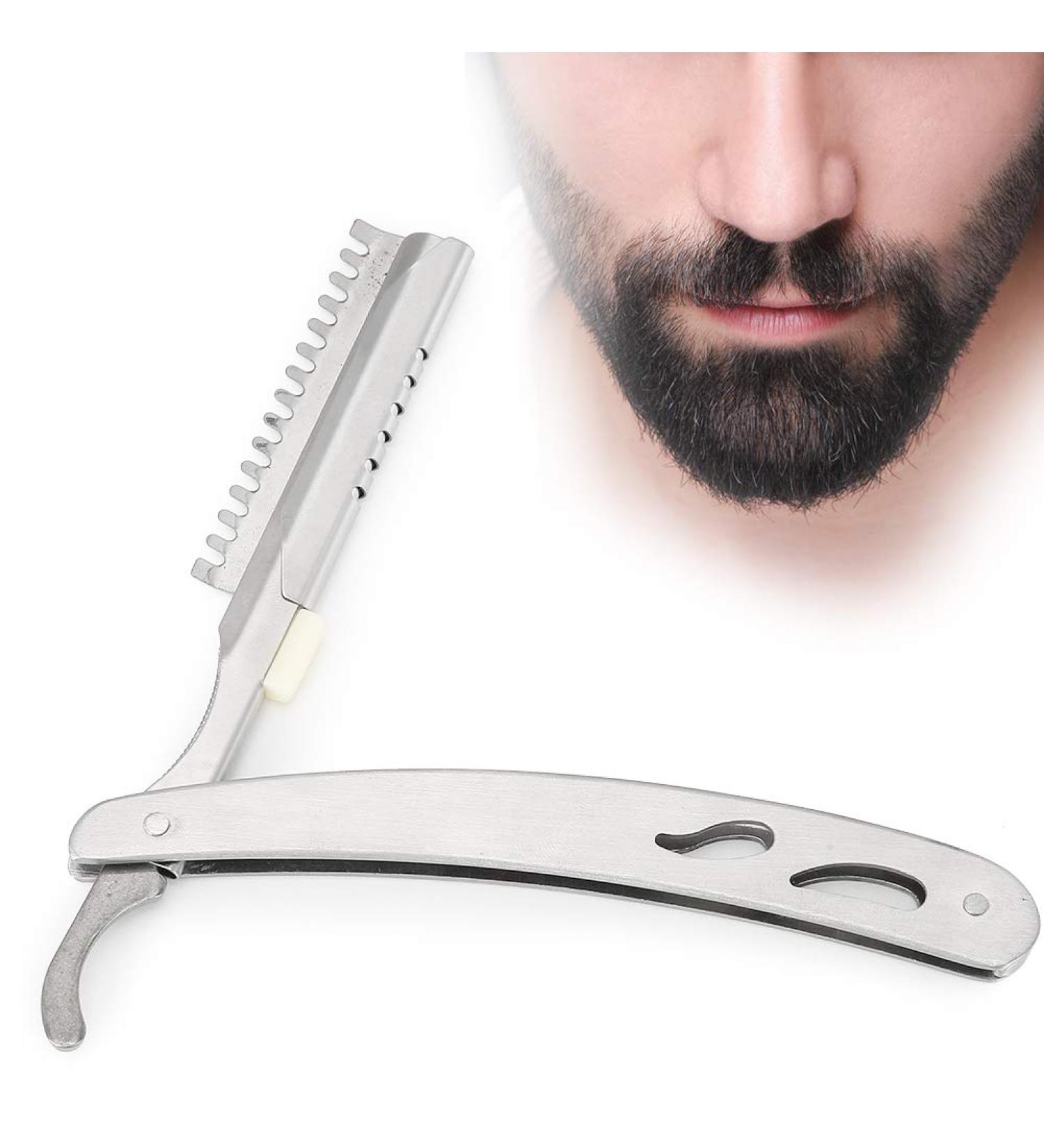 Premium Stainless Steel Folding Beard Razor - Professional Straight Edge Hairdresser Tool for Men & Women - Buy Online on GoSupps.com