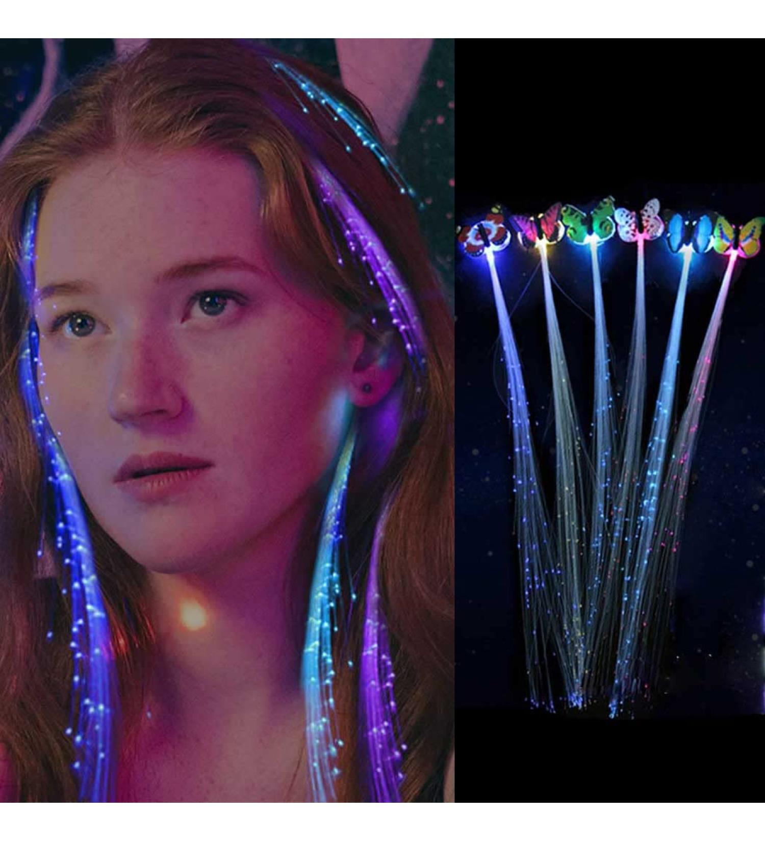 Ludress LED Butterfly Hair Clips - Pack of 5 Multicolor Festival Light up Hair Pins for Women and Girls - Fiber Optic Glowing Hair Accessories for Cosplay and Parties - Buy Online on GoSupps.com