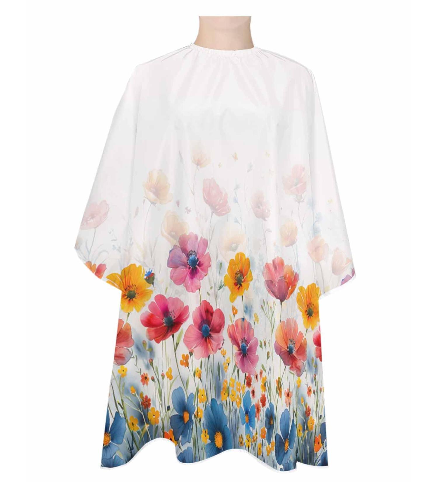 Colorful Floral Barber Cape for All Ages - Adjustable Hair Cutting Cape for Women Men & Kids - 55x63 Inch Botanical Design - Buy Online on GoSupps.com