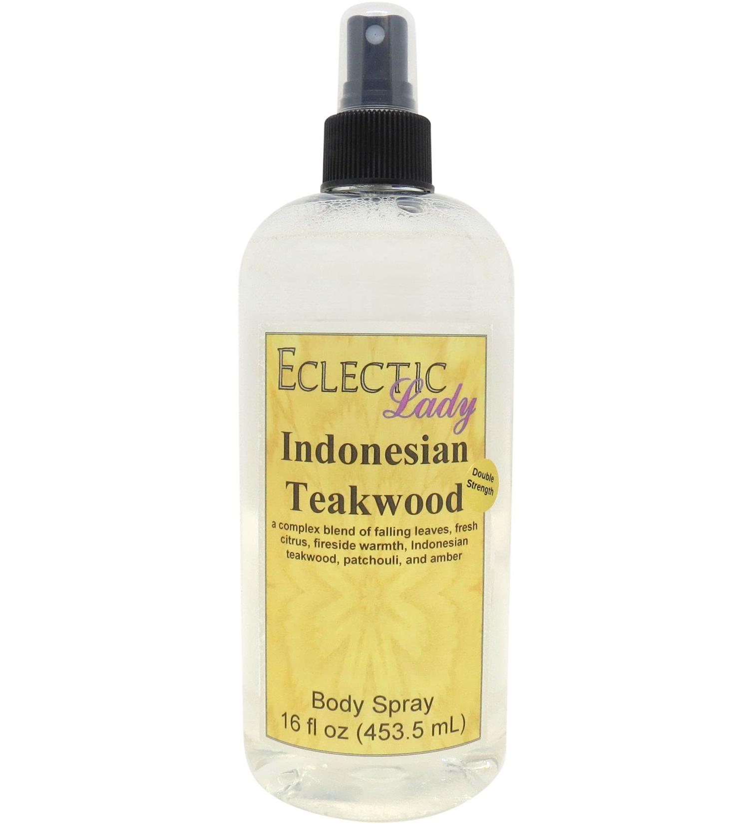Indonesian Teakwood Body Spray (Double Strength) 16 ounces Body Mist for Women with Clean Light & Gentle Fragrance Long Lasting Perfume with Comforting Scent for Men & Women Cologne with Soft 16 Fluid Ounces (Double Strength) - Buy Online on GoSupps.com
