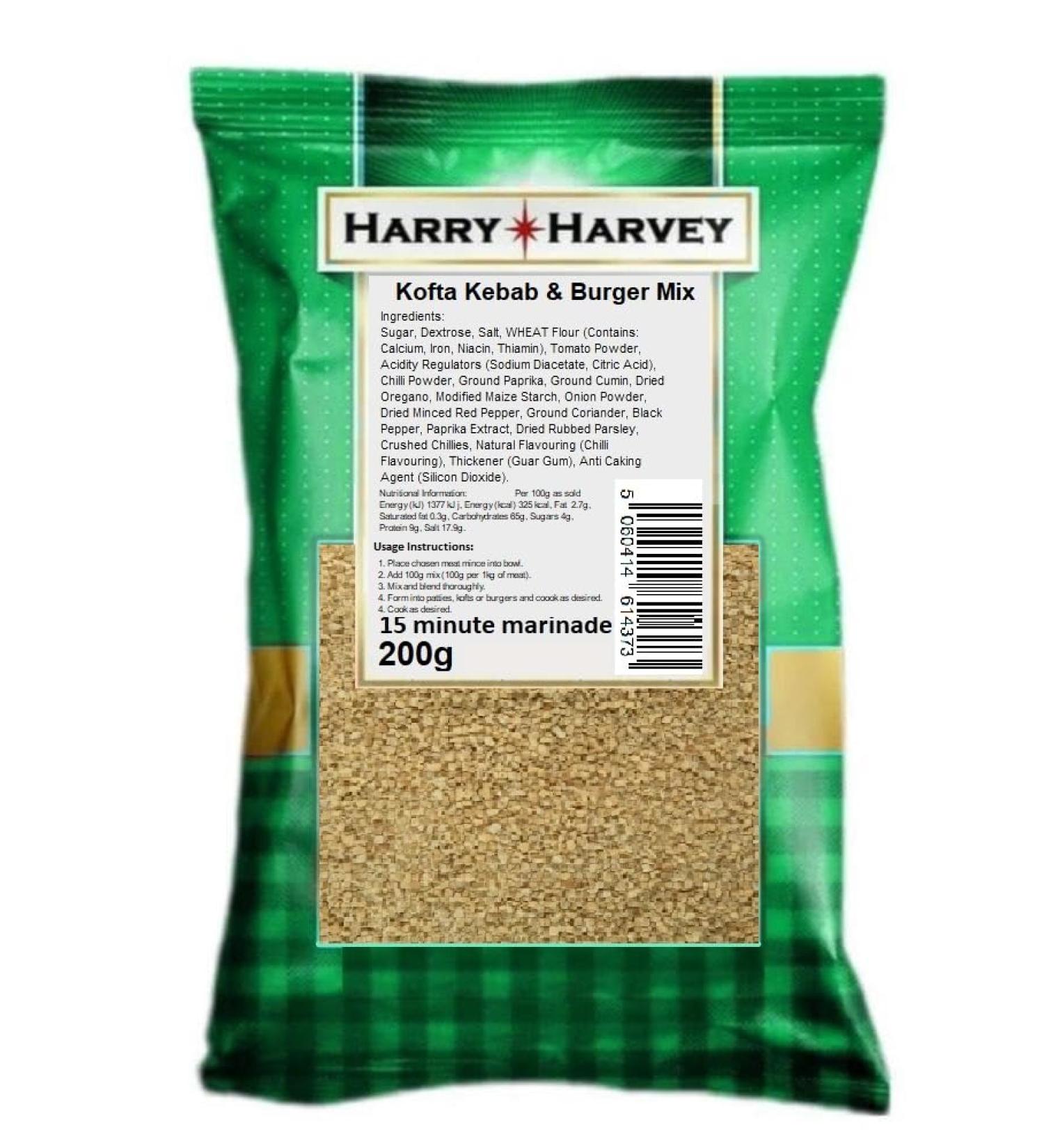 Harry Harvey Kofta Kebab Grill Steak & Burger Mix Seasoning 200g Butchers Takeaway Restaurant Style - BBQ Grill Oven Fry - Buy Online on GoSupps.com