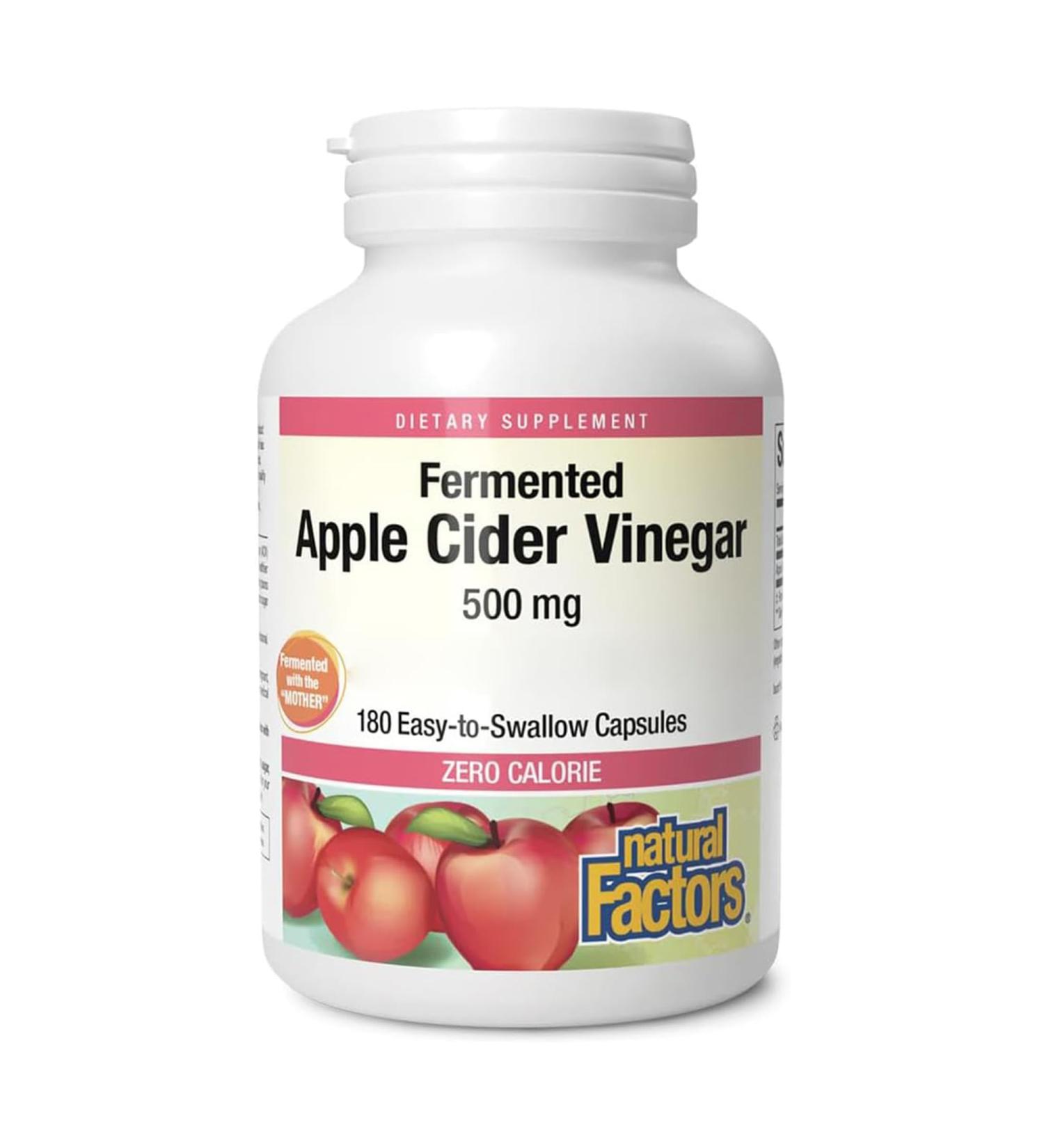 Natural Factors Apple Cider Vinegar 500mg High Dosed 180 Vegan Vegetarian Soy Free Gluten Free Non-GMO - Buy Online on GoSupps.com