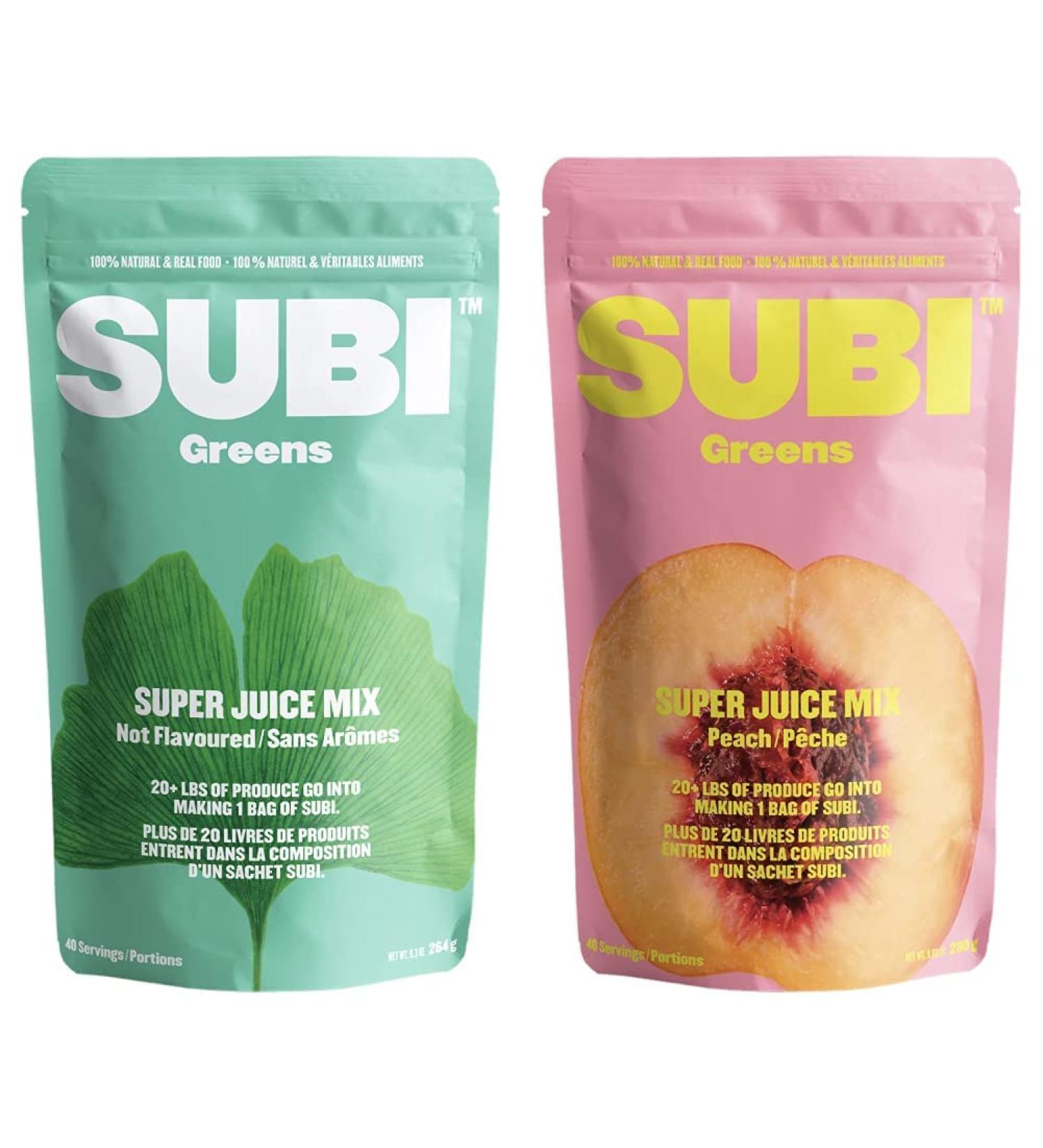 SUBI Best Green Superfood NOT FLAVOURED VEGETABLE AND DAILY GREENS REPLACEMENT Raw Ingredients: Morning Energy Booster 40 Day Supply & Best Green Superfood Peach Morning Energy Booster 40 Day Supply Morning Energy Booster + Energy Booster - Buy Online on GoSupps.com