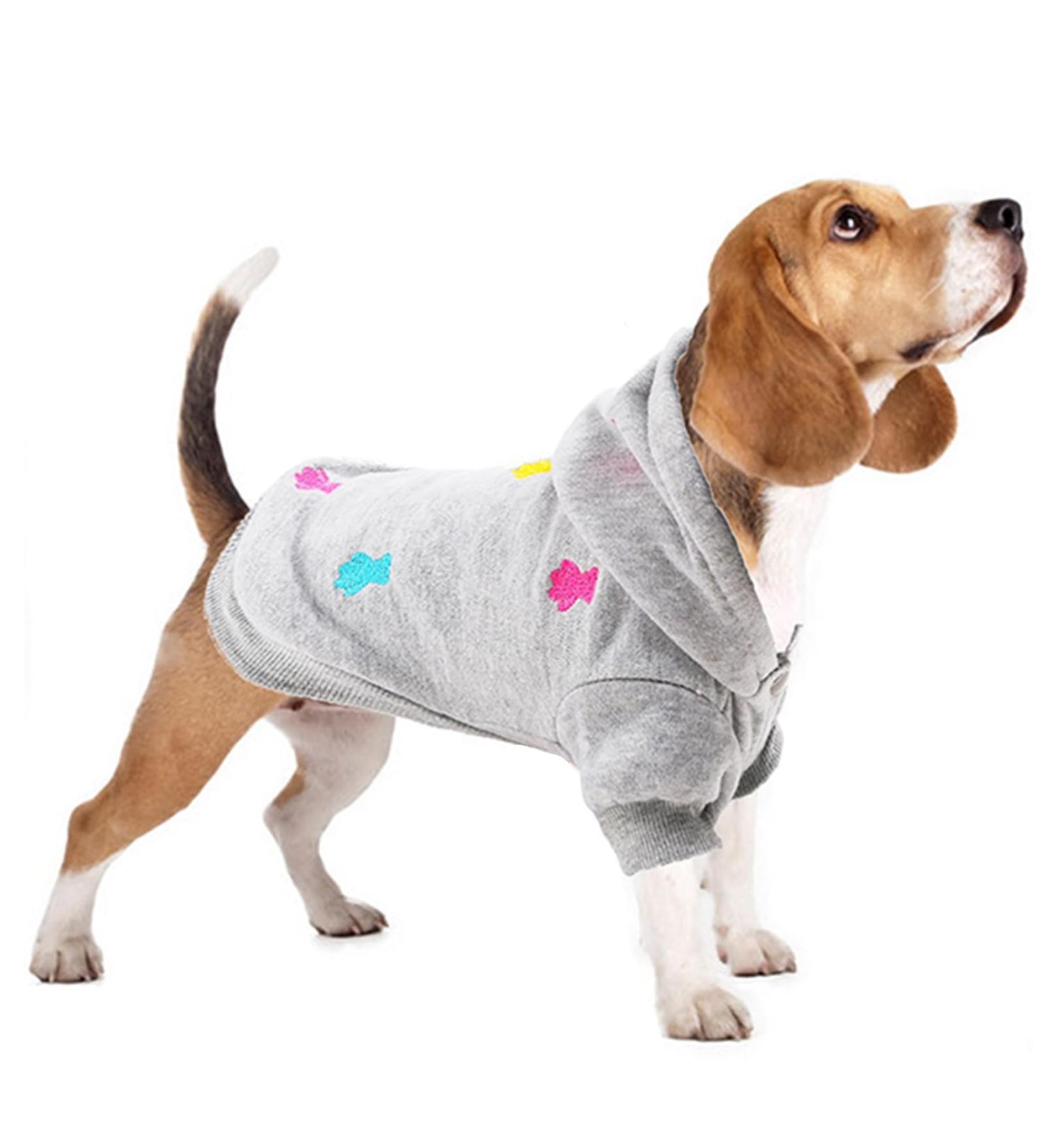 Cozy Fleece Dog Sweater & Cat Hoodie - Fluffy Pajamas for Small & Medium Breeds | French Bulldog Dachshund Chihuahua - XS Gray - Buy Online on GoSupps.com