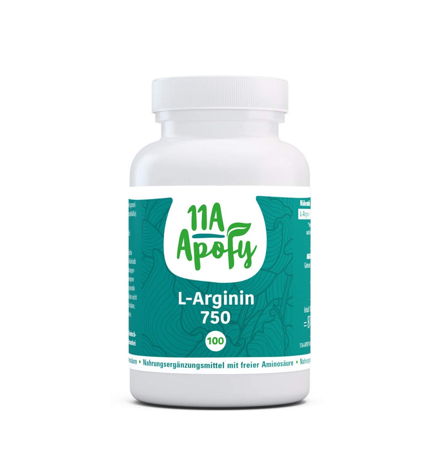 11A-Apofy L-Arginine 750 mg - High Purity Arginine | 2 250 mg Daily Dose | 100 Capsules | Fermented from Sugar Cane | International Shipping - Buy Online on GoSupps.com