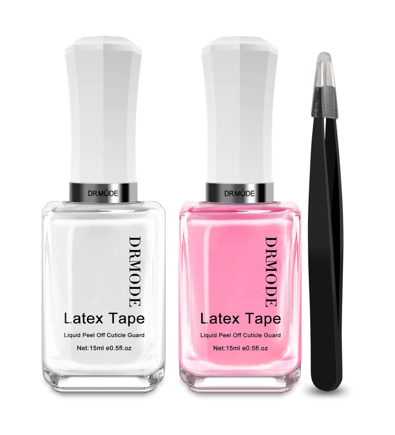 Dr. MODE 30ML Liquid Latex for Nails - Fast Drying Cuticle Protector Peel Off Barrier with Bonus Tweezers - Pink Nail Art Set - Buy Online on GoSupps.com