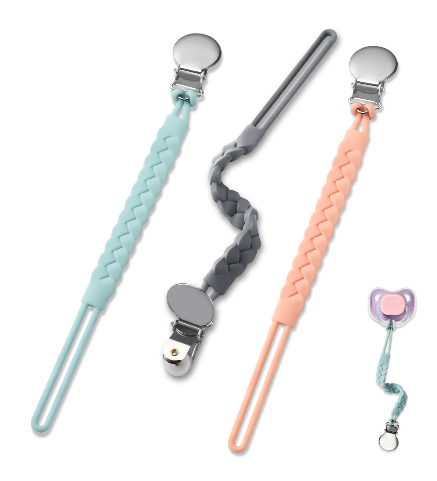 BasicsSlife BPA-Free Silicone Pacifier Clip - Universal Fit for Pacifiers & Baby Toys - Keep Your Baby's Pacifiers Clean! - Buy Online on GoSupps.com