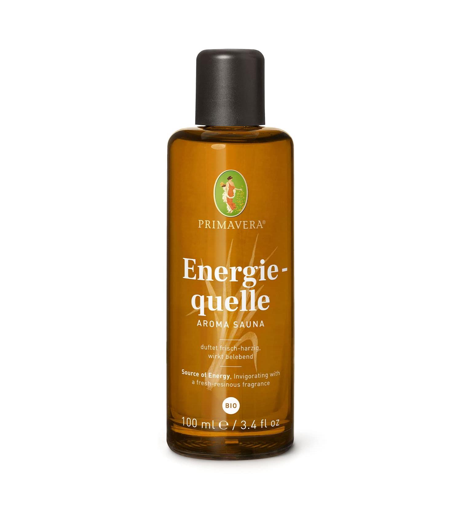 PRIMAVERA Energy Source Aroma Sauna Oil - 100 ml Organic Invigorating Aromatherapy with Fresh Resinous Scent - Vegan International Shipping - Buy Online on GoSupps.com