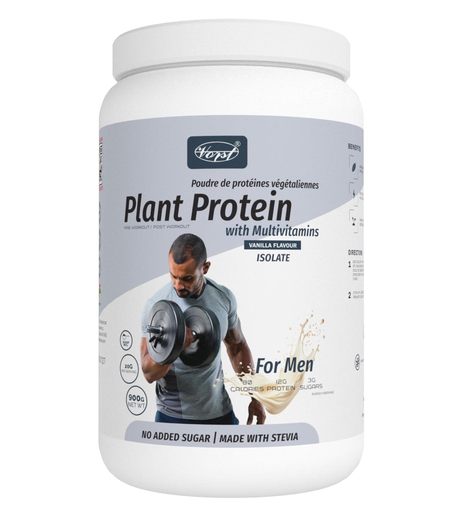 VORST Vegan Protein Powder for Men 900G | Workout Supplement for Muscle Gain | Weight Gainer | Vanilla Flavour | Isolate & No Added Sugar - Buy Online on GoSupps.com