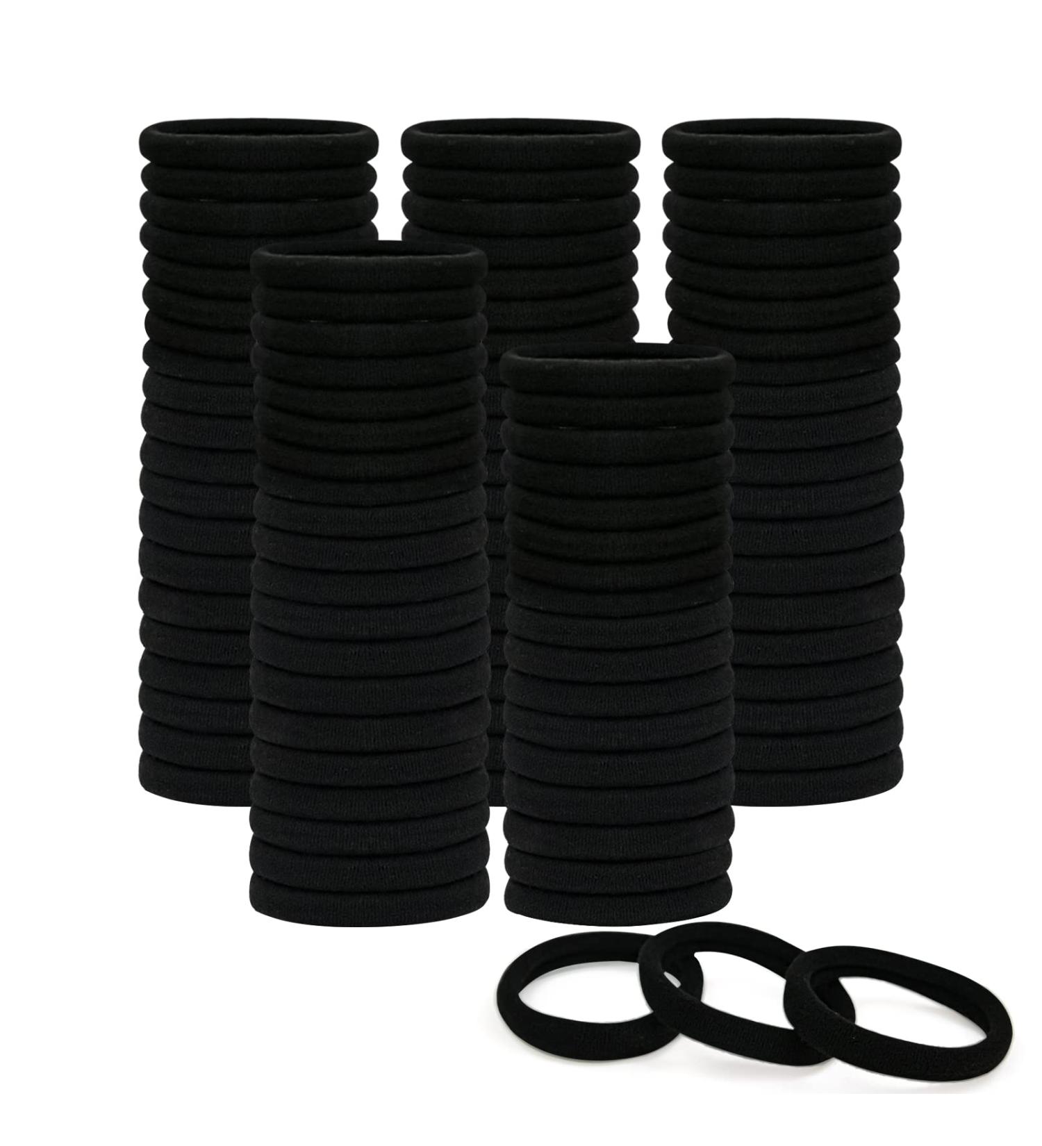 Fouews 100PCS Seamless Cotton Hair Ties for Women, Girls & Babies - Gentle Elastic Ponytail Holders for Thick, Heavy & Curly Hair - Black - Buy Online on GoSupps.com