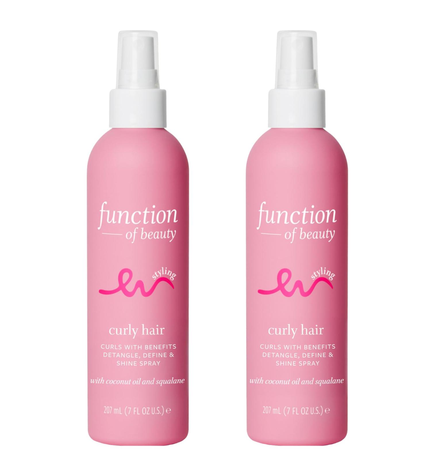 FUNCTION OF BEAUTY Curls With Benefits Detangle Define & Shine Spray for Curly Hair 7 oz Each (2-Pack) - Use as Detangler or Styler With Coconut Oil Vegan Squalane & Castor Oil - Buy Online on GoSupps.com