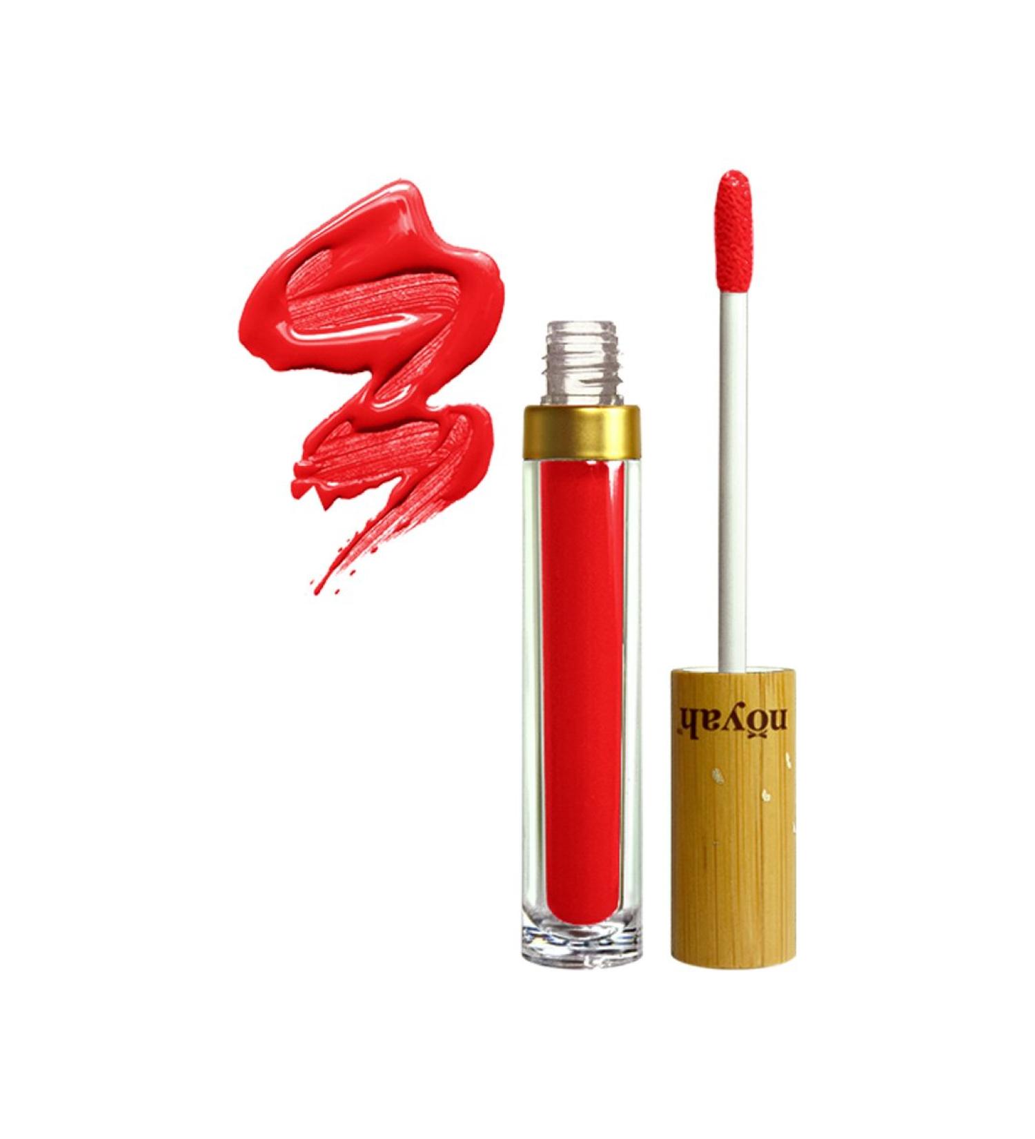 Noyah Burlesque Lip Gloss | Long Lasting Glossy & Moisturizing Liquid Lipstick Made w/All Natural Ingredients + Natural Cosmetics E-Book (orange)