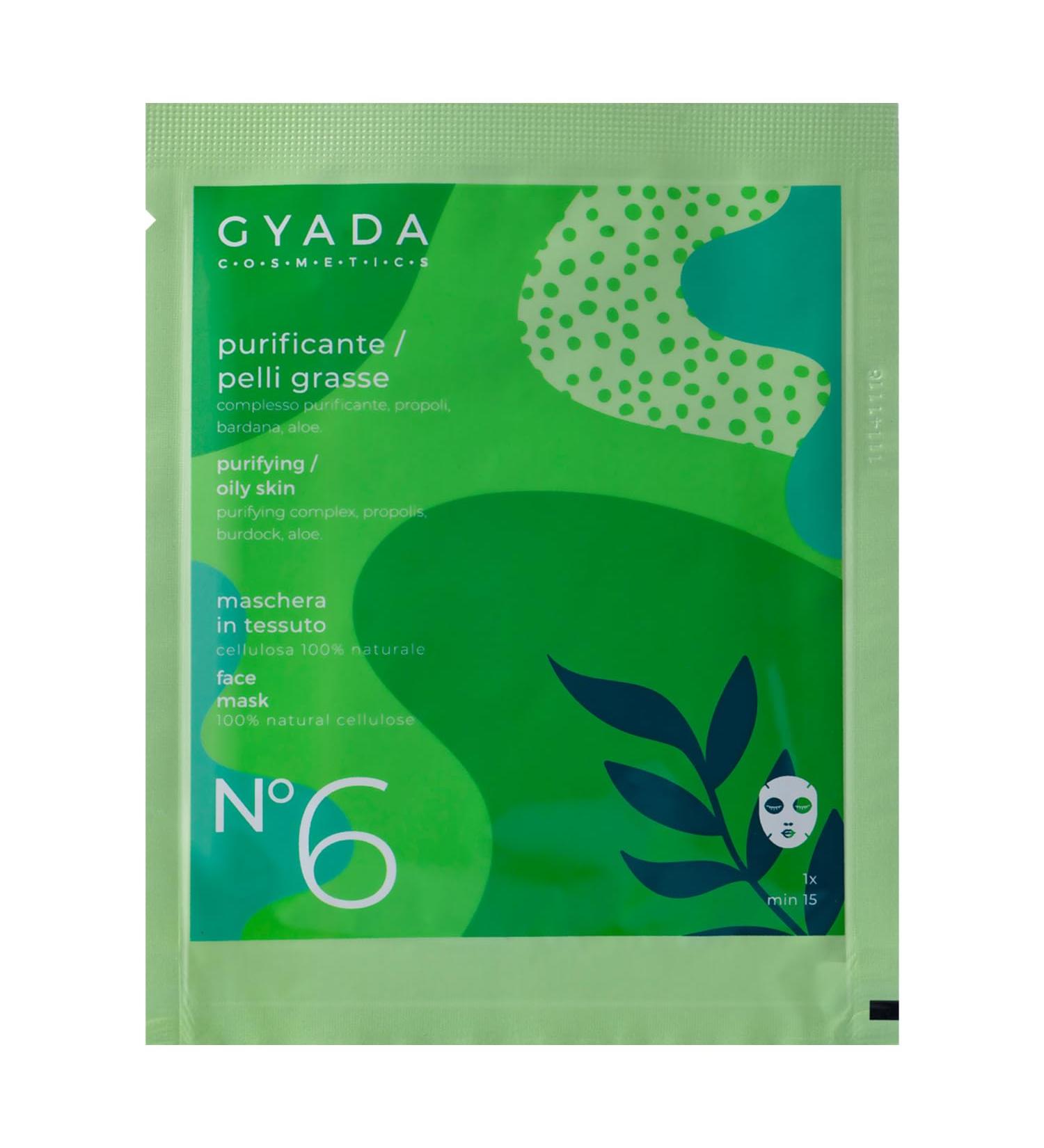 GYADA COSMETICS GYADA COSMETICS Purifying sheet face mask with antimicrobial and sebum-regulating action for impure acne-prone and oily skin with Aloe Vera and vitamin E 15 ml