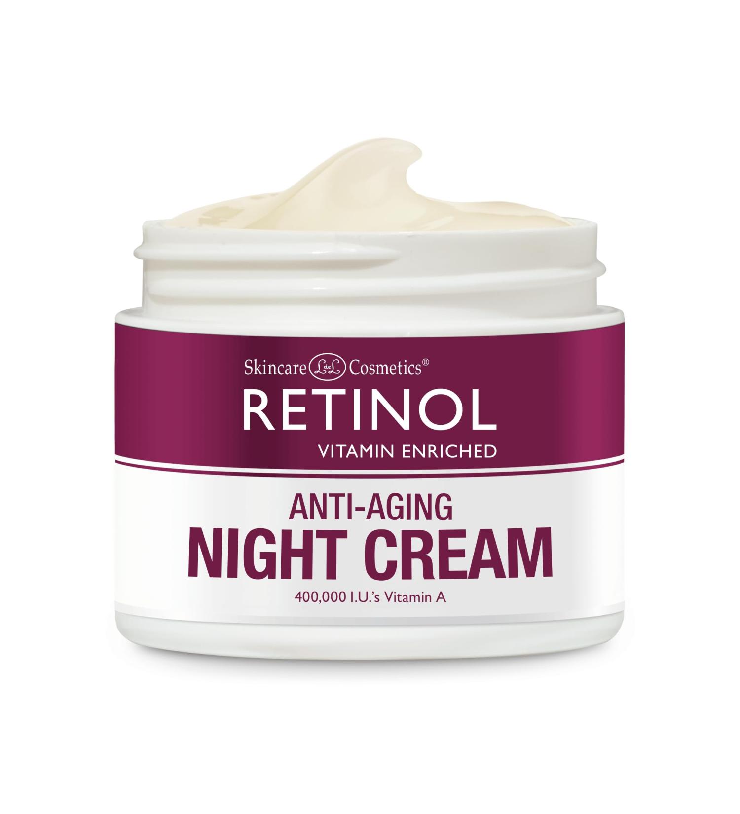 Retinol Night Cream - LdeL Cosmetics | Anti-Aging Vitamins A C & E | Reduce Fine Lines - 1.7 Oz - Buy Online on GoSupps.com