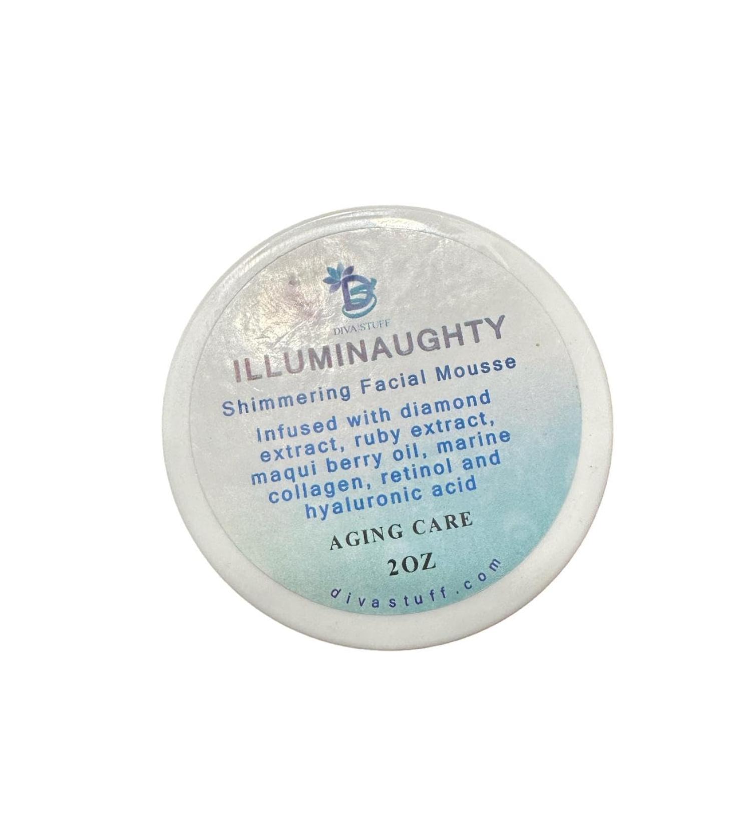 Diva Stuff Illuminaughty Shimmering Facial Mousse With Diamond and Ruby Extracts A Luxury Facial That is Light and Fluffy and Leaves a Slight Shimmer Behind 2 ounce jar - Buy Online on GoSupps.com