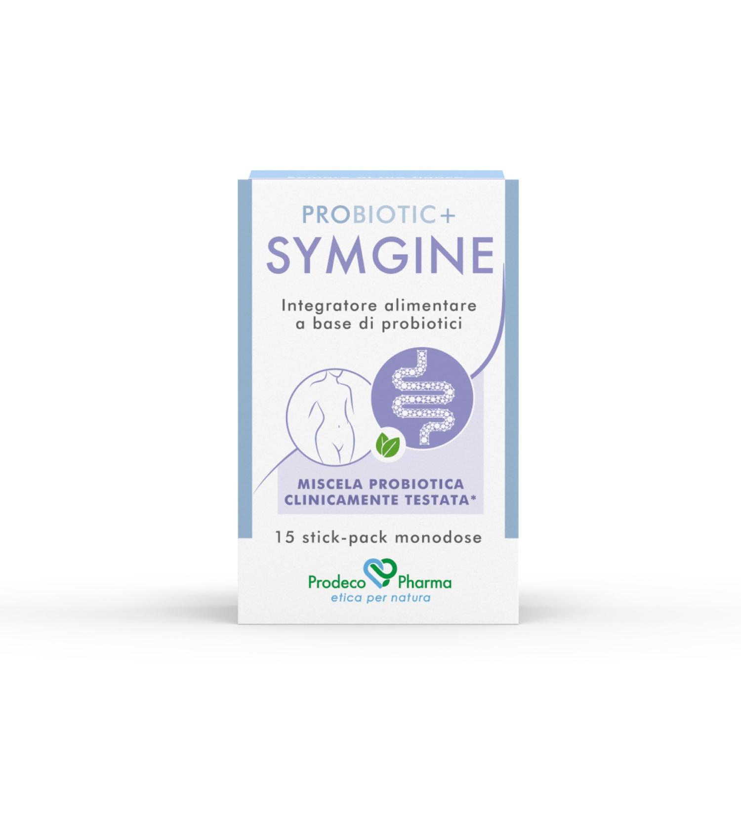 Prodeco Pharma PROBIOTIC+ SYMGINE 15 stick pack single dose food supplement based on Bifidobacterium Lactis Lactobacillus rhamnosus and Lactobacillus plantarum - Buy Online on GoSupps.com