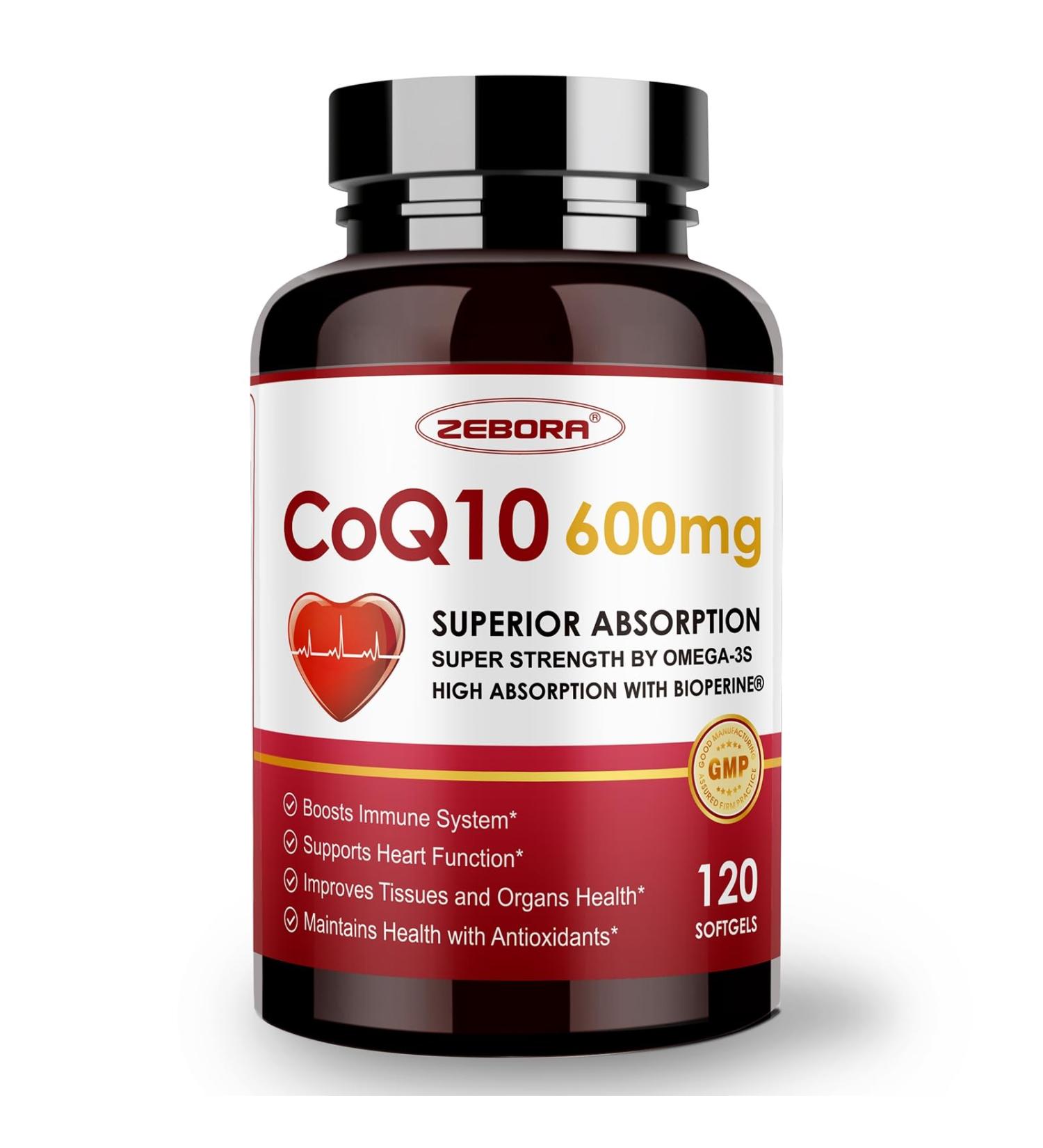 CoQ10-600mg-Softgels - Extra Strength Coenzyme Q10 with PQQ Omega-3 & BioPerine - High Absorption CoQ10 Supplements Antioxidant (Ubiquinone) for Heart Health & Energy Production 120 Softgels 120 Count (Pack of 1) - Buy Online on GoSupps.com