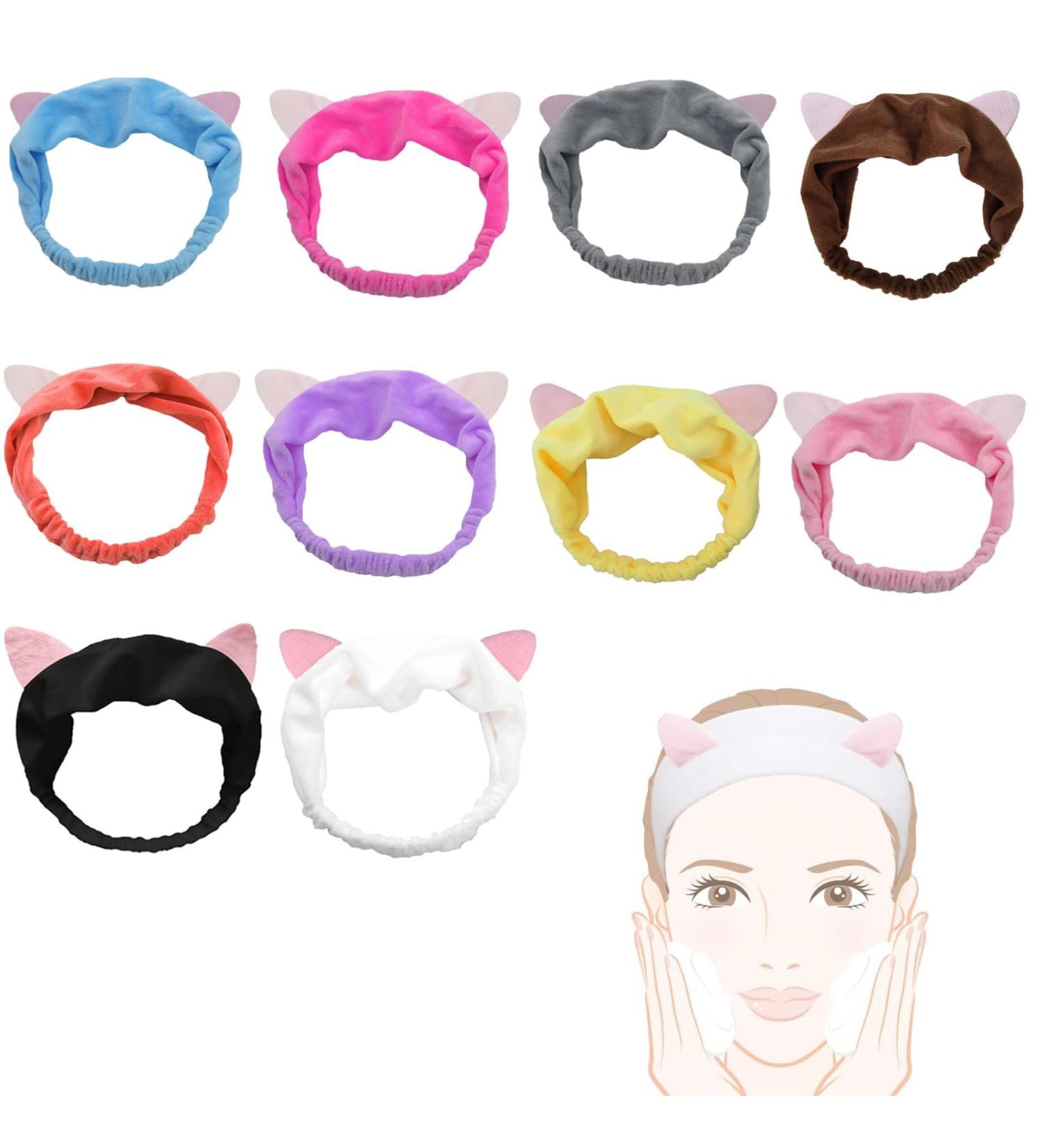 10Pieces Cat Ears Headbands Makeup Headband Spa Headband Skincare Headband for Washing Face Colourful Elastic Women's Lovely Animal Ears Hair Band Hairband Facial Women's Hair Band - Buy Online on GoSupps.com