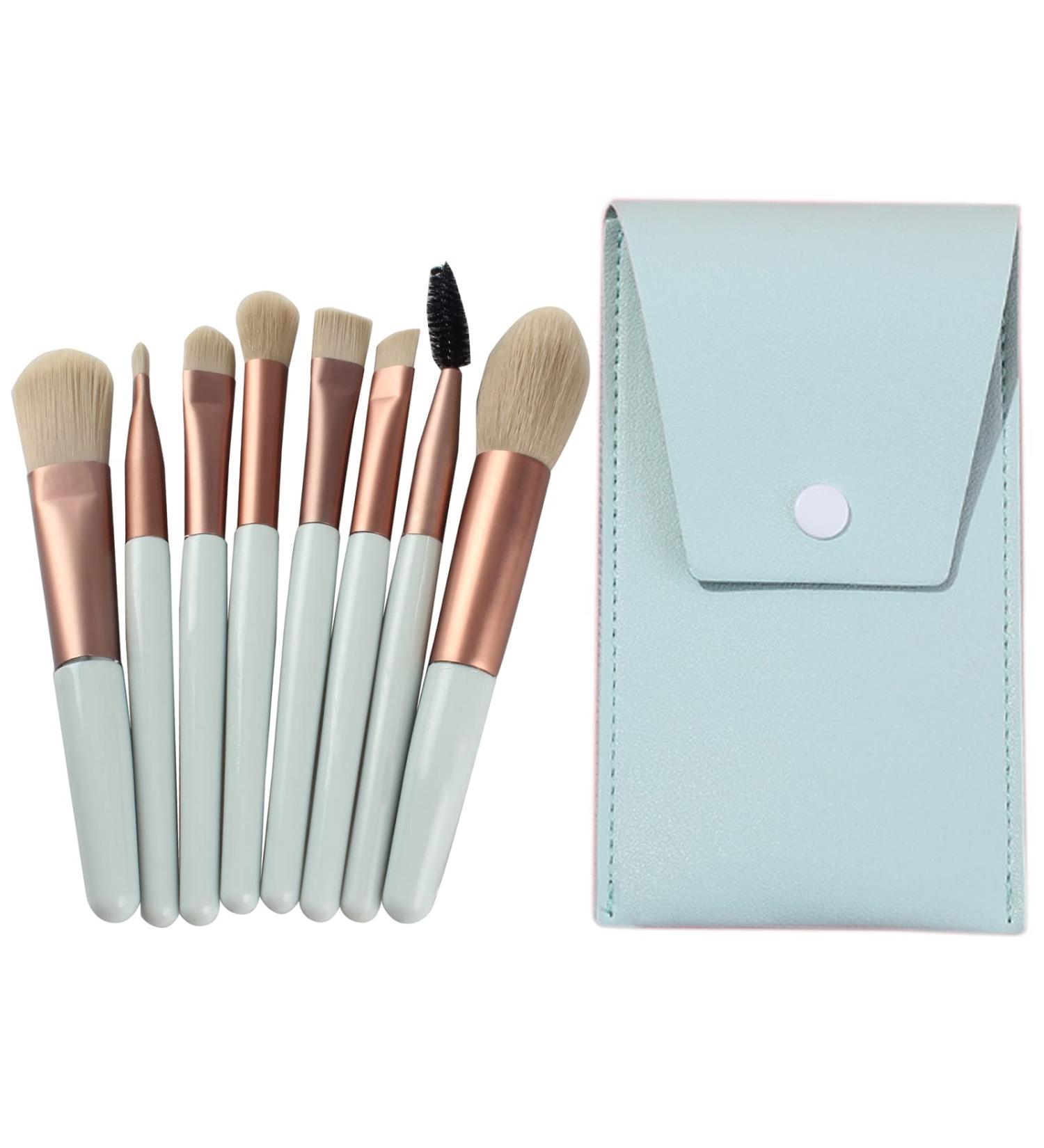 TouGod 8pcs Makeup Brush Set with Leather Bag | Professional Portable Travel Brushes for Powder Concealer Blush & Eye Makeup - Buy Online on GoSupps.com
