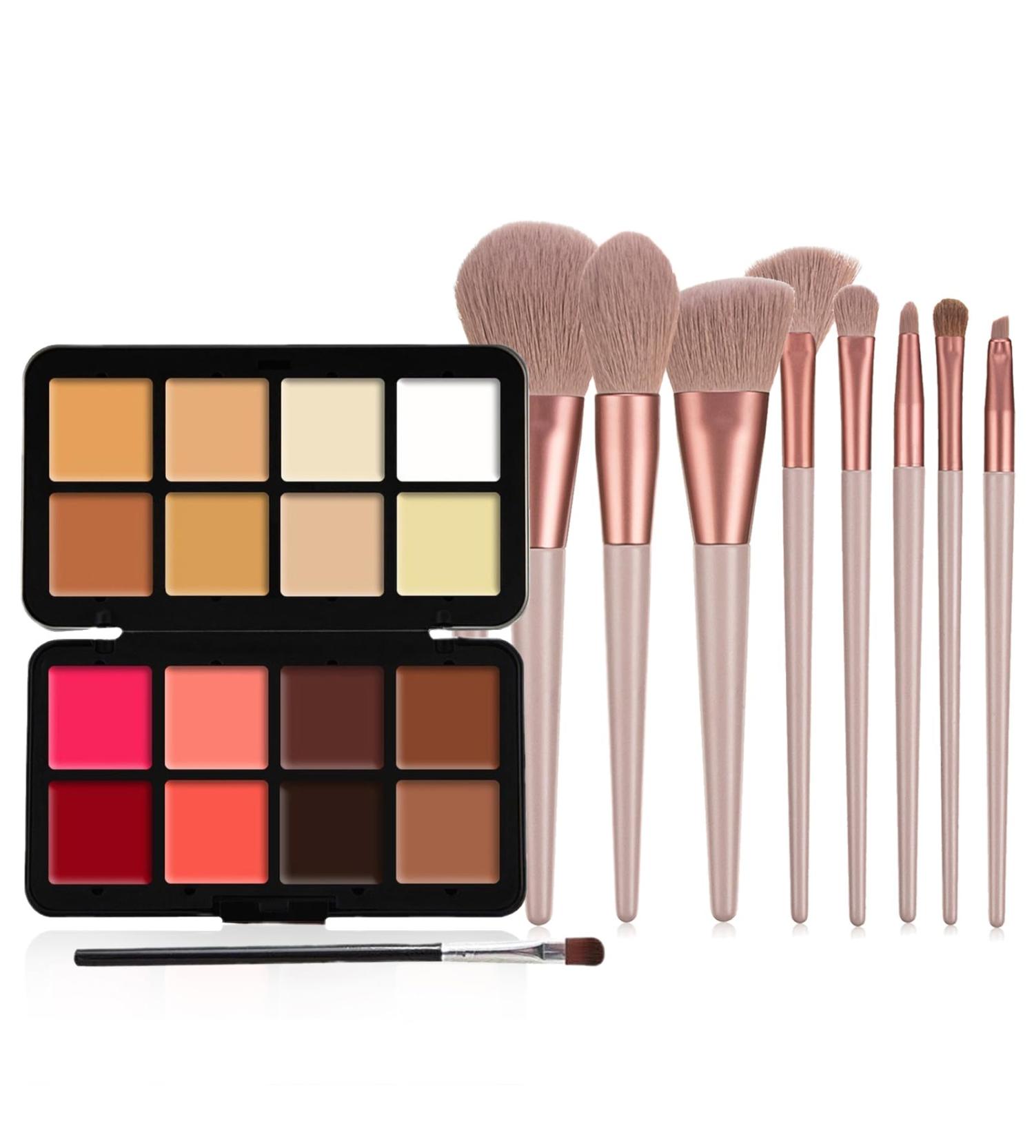 16 Colors Blush Contour Highlighter Palette with Brush | Shimmer & Matte Face Makeup for Sculpting | A-140 International Shipping - Buy Online on GoSupps.com