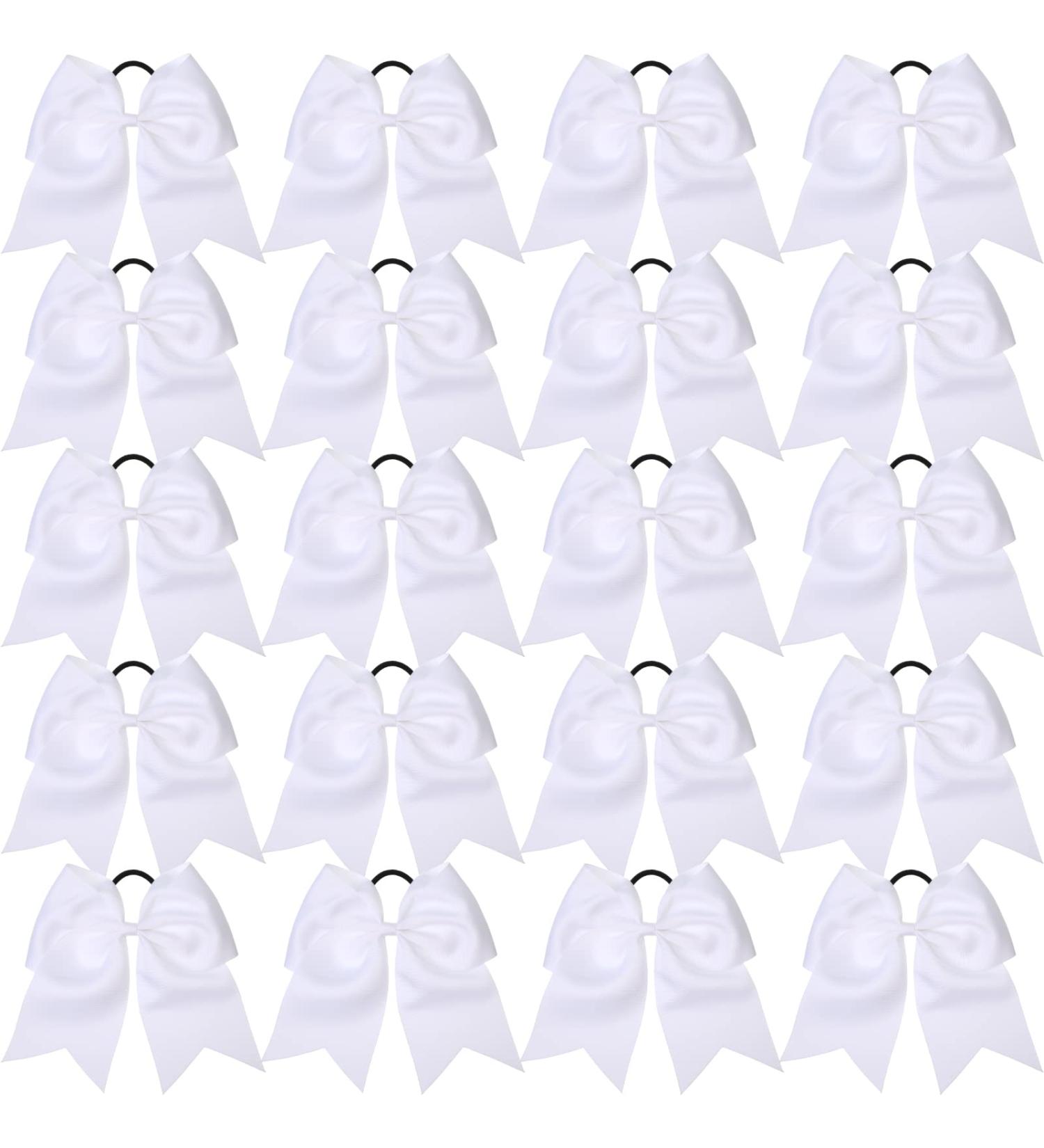 60 Pcs Large White Cheer Hair Bows for Girls - Grosgrain Ribbon Elastic Bands for Cheerleading & Sports - Buy Online on GoSupps.com