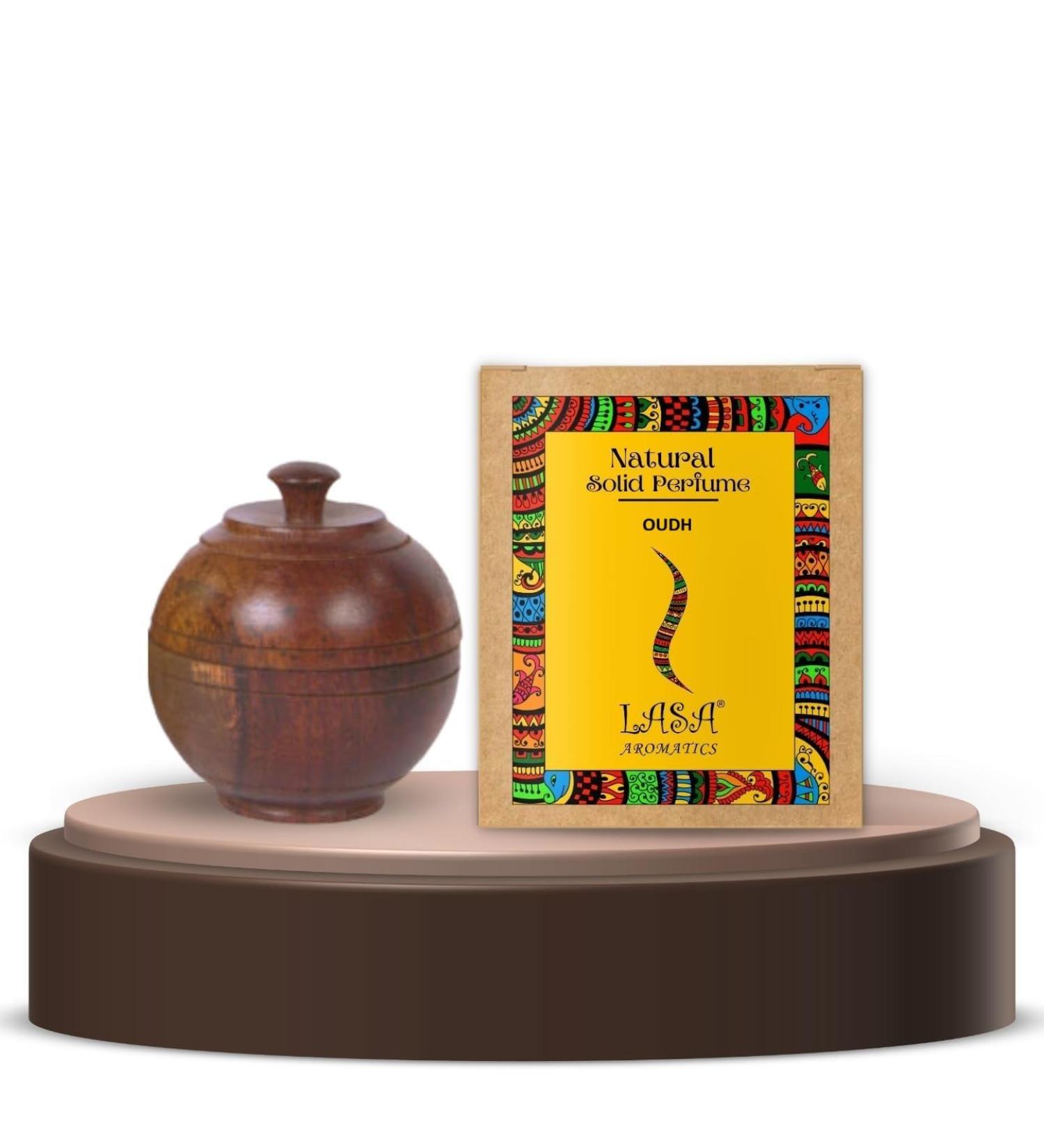 Natural Oudh Solid Wax Perfume | Natural Wax in Mini Wooden Box For Men And Women - 6 Gm (Pack of 1 Solid Perfume)