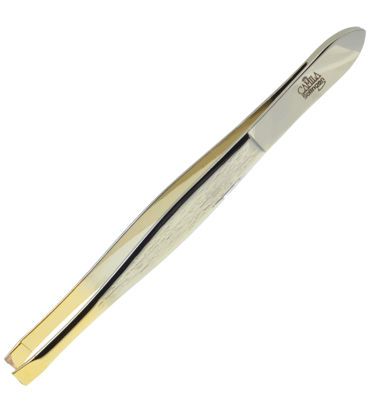 Camila Solingen CS31 3.5 Gold Tipped Surgical Tweezers - German Stainless Steel, Straight Tip, for Flawless Facial Hair & Eyebrow Shaping - Men/Women - Buy Online on GoSupps.com