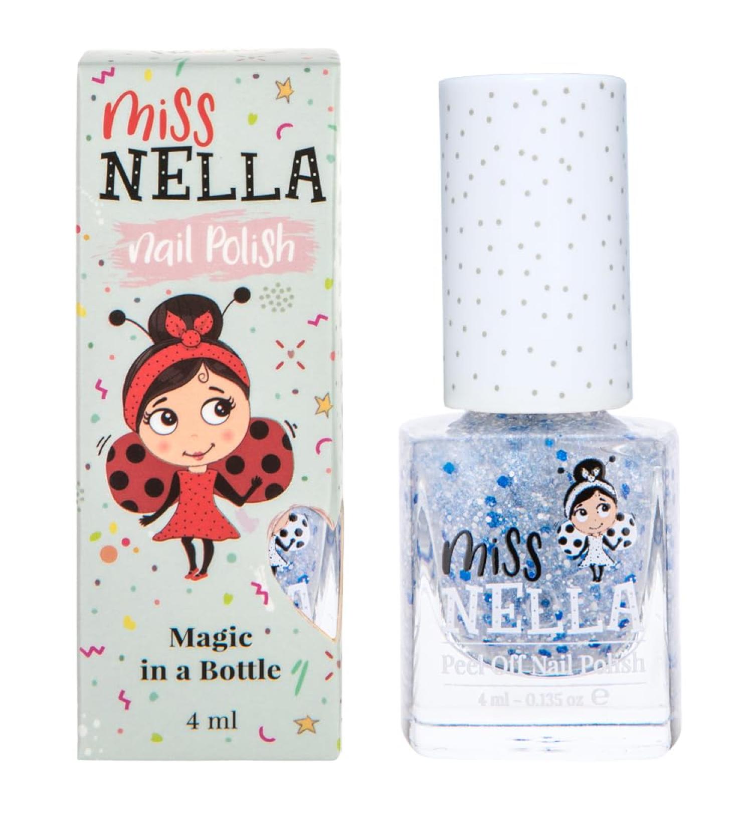 Miss Nella Midnight Magic Blue Glitter Nail Polish for Kids - Non-Toxic, Odour-Free, Water-Based Formula - Easy Peel Off - Safe for Children and Toddlers - Buy Online on GoSupps.com