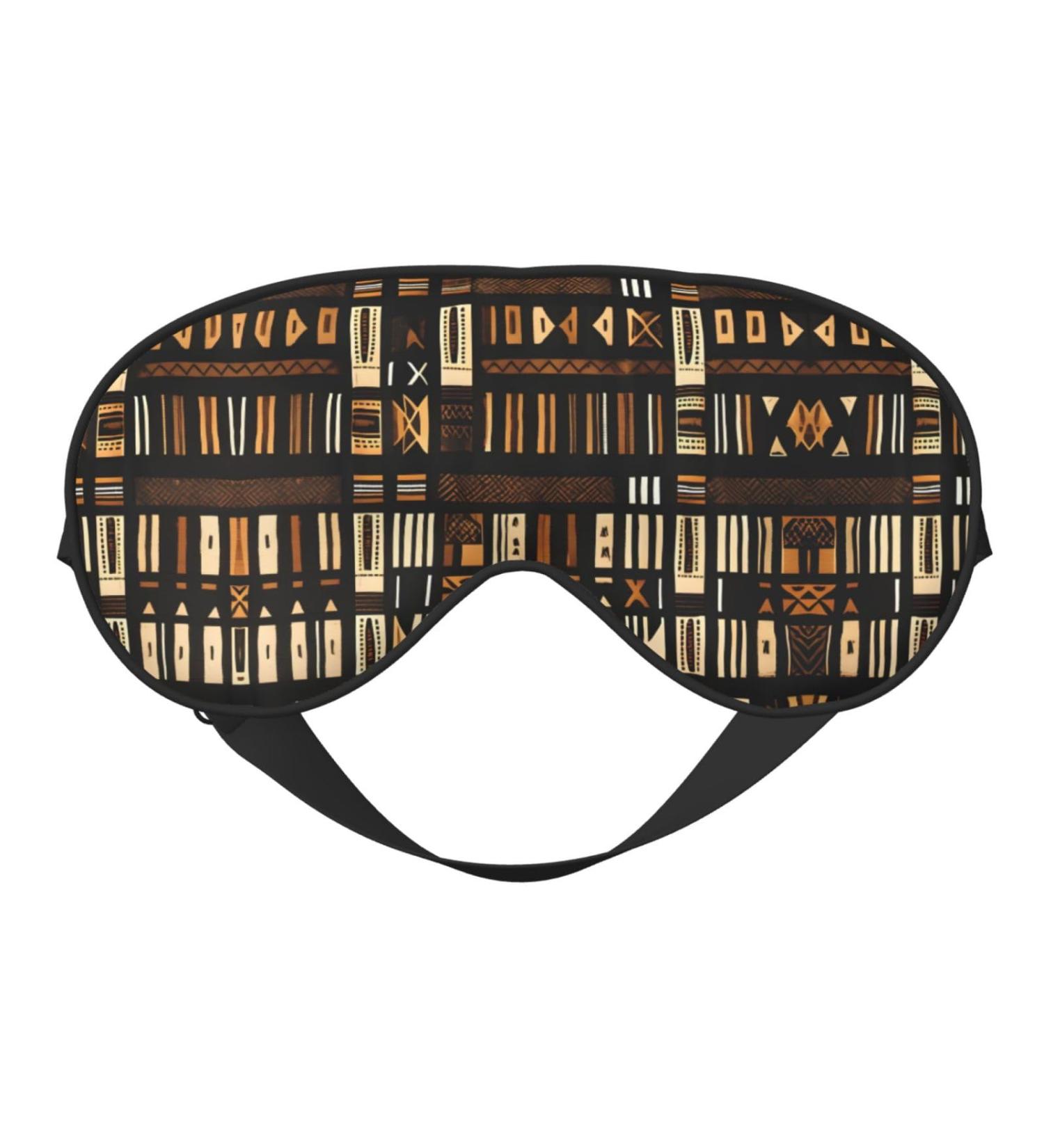 SSIMOO African Mud Cloth Eye Mask | Breathable Soft Sleep Patch for Travel & Relaxation | Stylish Black Tribal Design - Buy Online on GoSupps.com