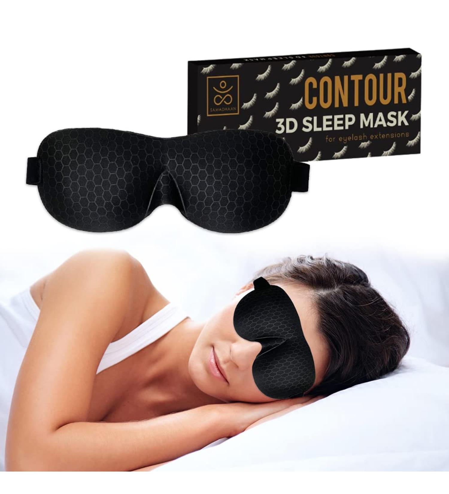 Samadhaan 3D Sleep Mask Deep Orbit - Ultra Light Weight & Comfortable Concave Molded Night Mask for Eyelash Extensions - Black - Buy Online on GoSupps.com