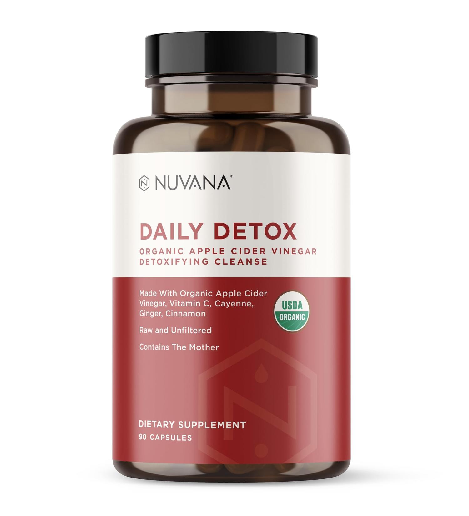 Buy Advanced Detox Apple Cider Vinegar - Organic ACV w/ The Mother - 90 Capsules for Weight Loss Digestion & Energy Support | Nuvana - Buy Online on GoSupps.com