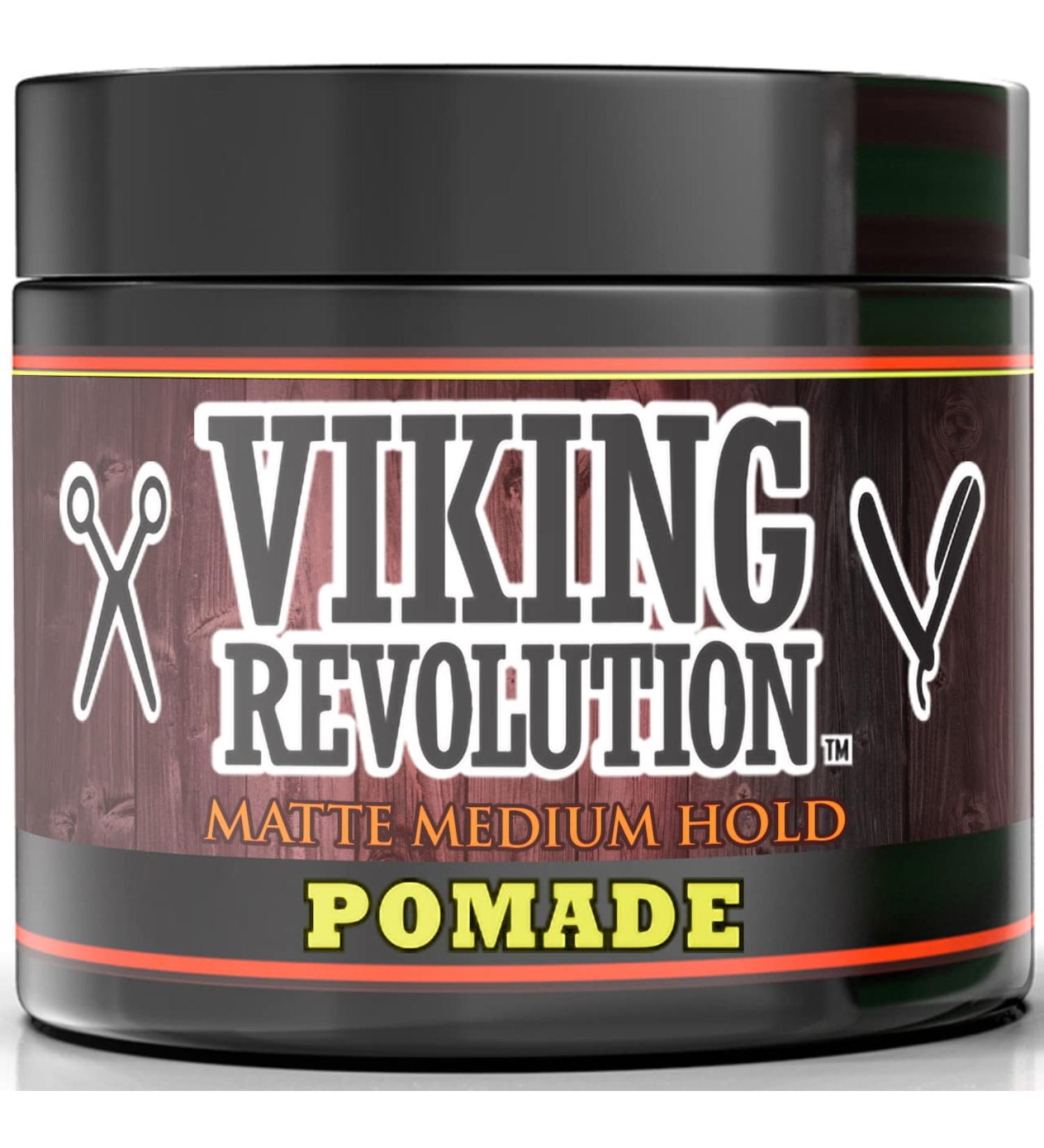 Viking Revolution Hair Pomade for Men - Medium Hold Matte Finish 4oz - New Formula, Water Based & Easy to Wash Out - Buy Online on GoSupps.com