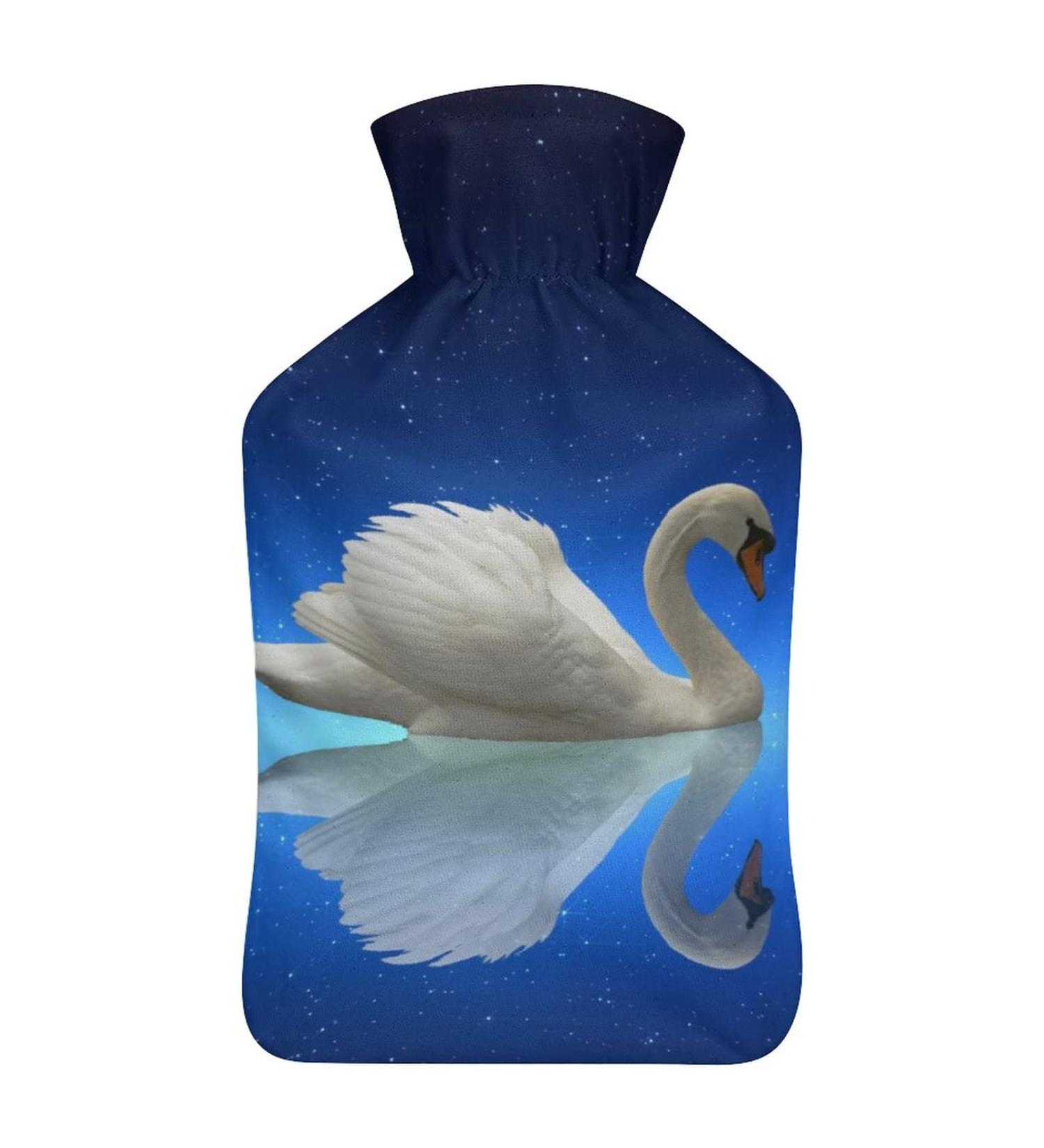 White Swan Hot Water Bottle with Plush Cover - 26.5x15.3cm Bed Warmer for Adults & Children - International Shipping Available - Buy Online on GoSupps.com