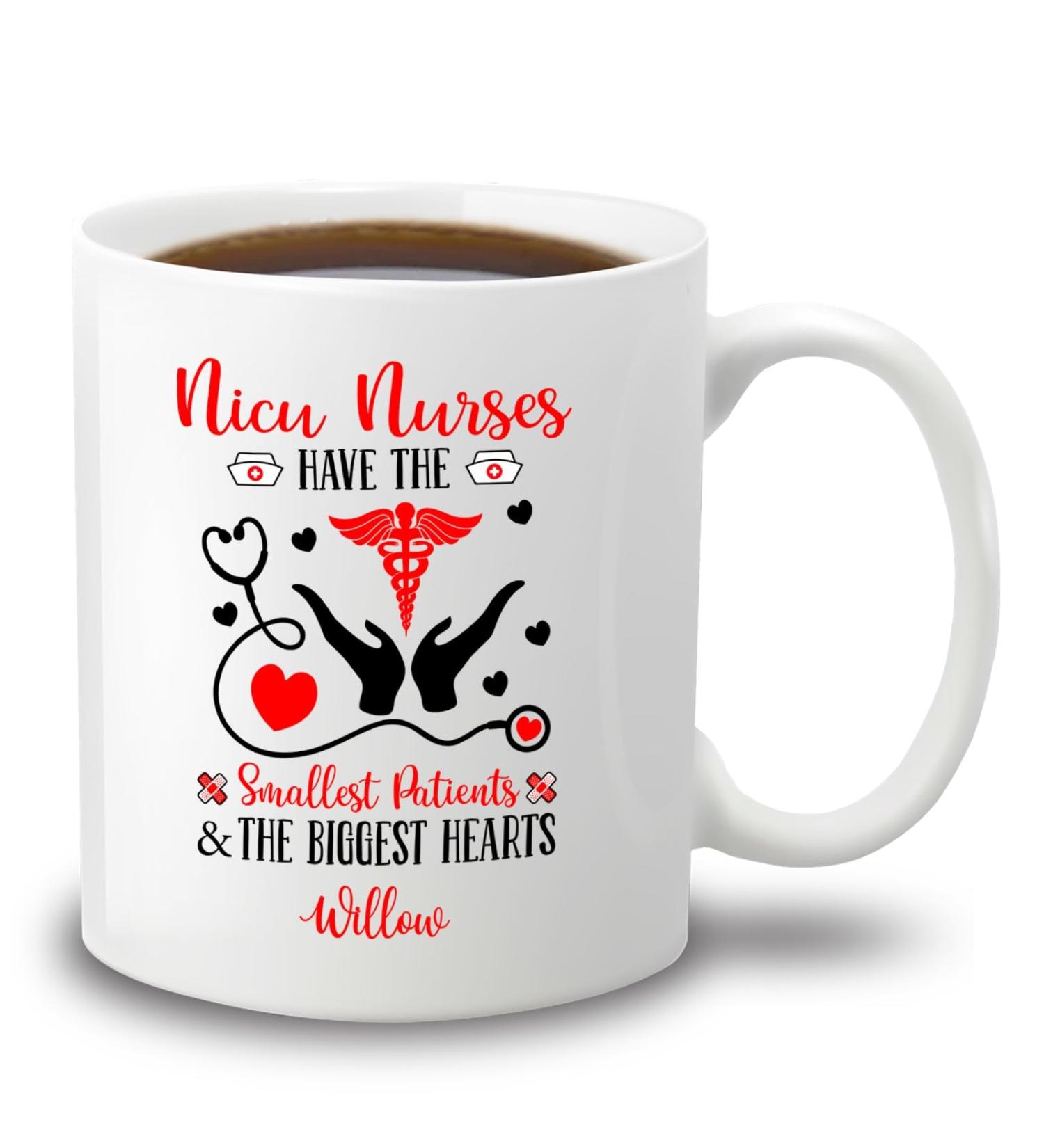 Nicu Nurse Mugs - Personalized Neonatal Nurse Gifts Custom RN Stethoscope Ceramic Coffee Cups | 11oz & 15oz - Buy Online on GoSupps.com