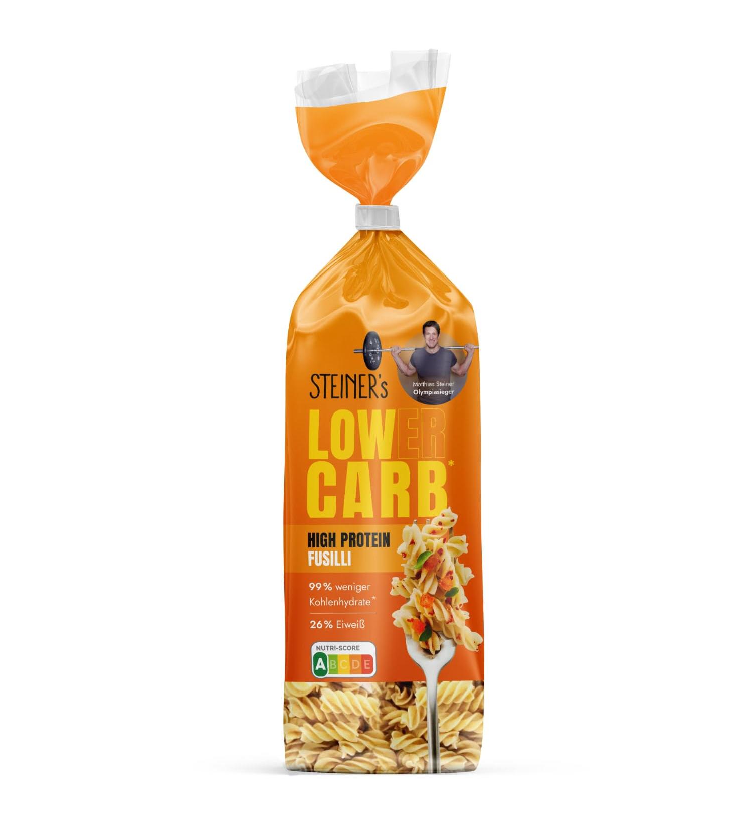 Steiner's Low Carb Fusilli Pasta - 99% Less Carbohydrates Fiber Rich | 250g Pack | Healthy E-commerce Option - Buy Online on GoSupps.com