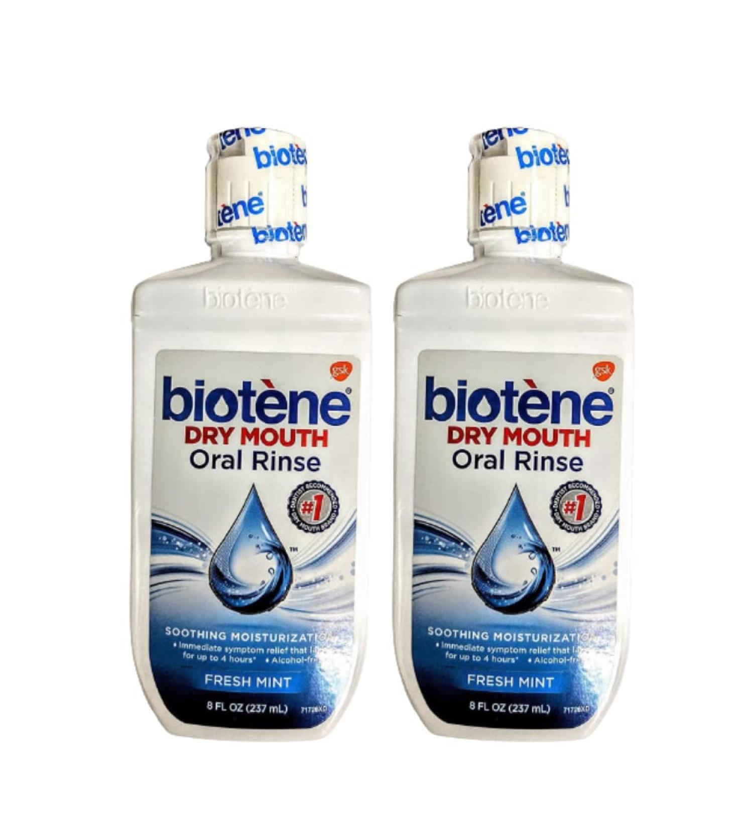Biotene Dry Mouth Oral Rinse Fresh Mint 8 oz - Pack of 2 | Moisturizing Formula for Dry Mouth Relief - Buy Online on GoSupps.com