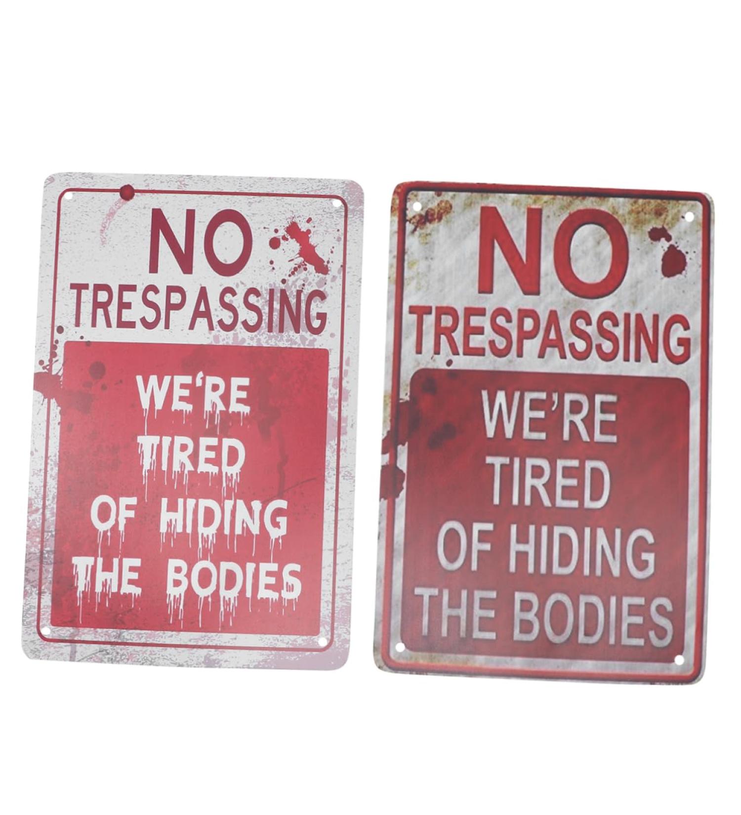 Ciieeo 2pcs Warning Tin Painting Emblems Metal Halloween Signs Metal Signs Hanging Painting Vintage Antique - Buy Online on GoSupps.com