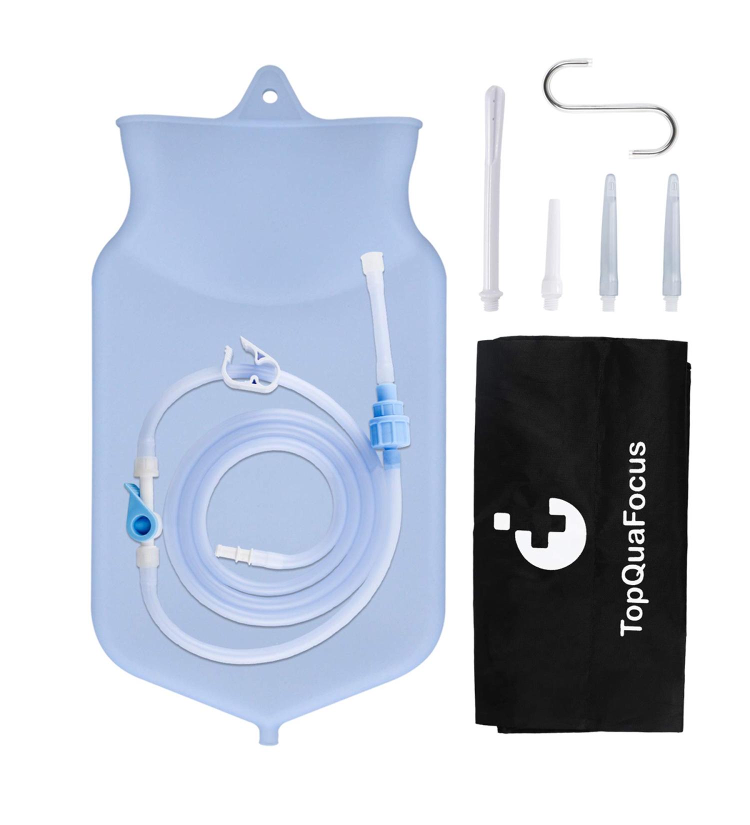TopQuaFocus 2 Quart Enema Bag Kit - Clear Non-Toxic Silicone BPA & Phthalates Free for Coffee & Water Colon Cleanse - Buy Online on GoSupps.com