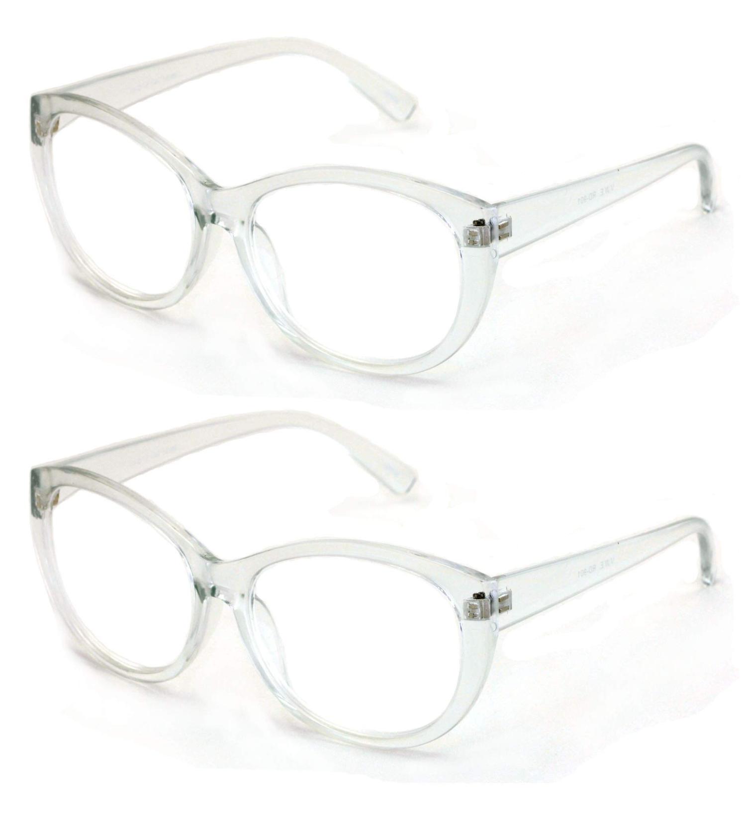 Buy 2 Pairs Clear White Women Reading Glasses - Oversized Cateye Vintage Jackie Oval 1.25x Magnification - Buy Online on GoSupps.com