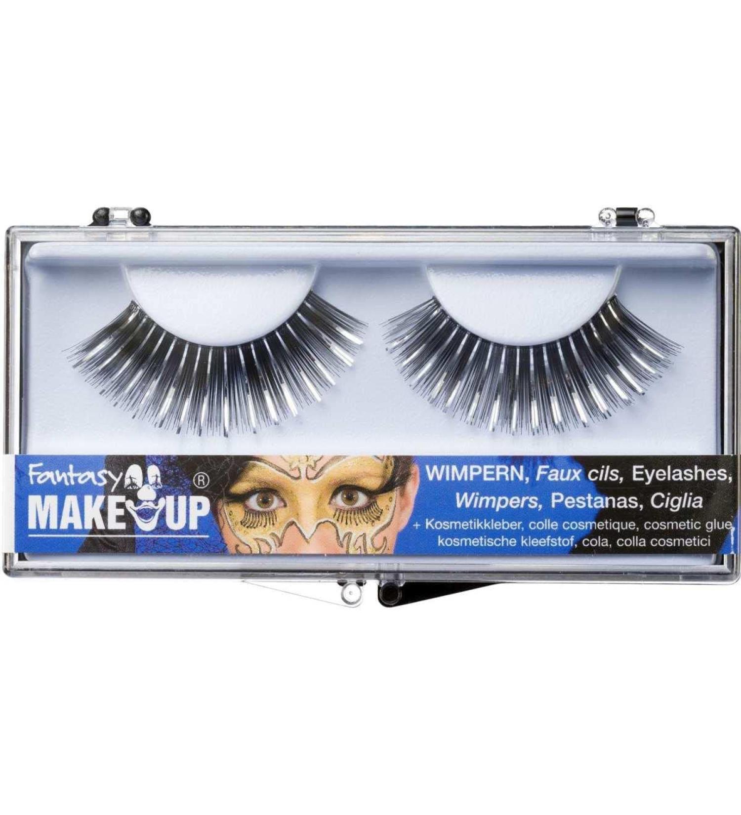 Long eyelashes black/silver. silver-black