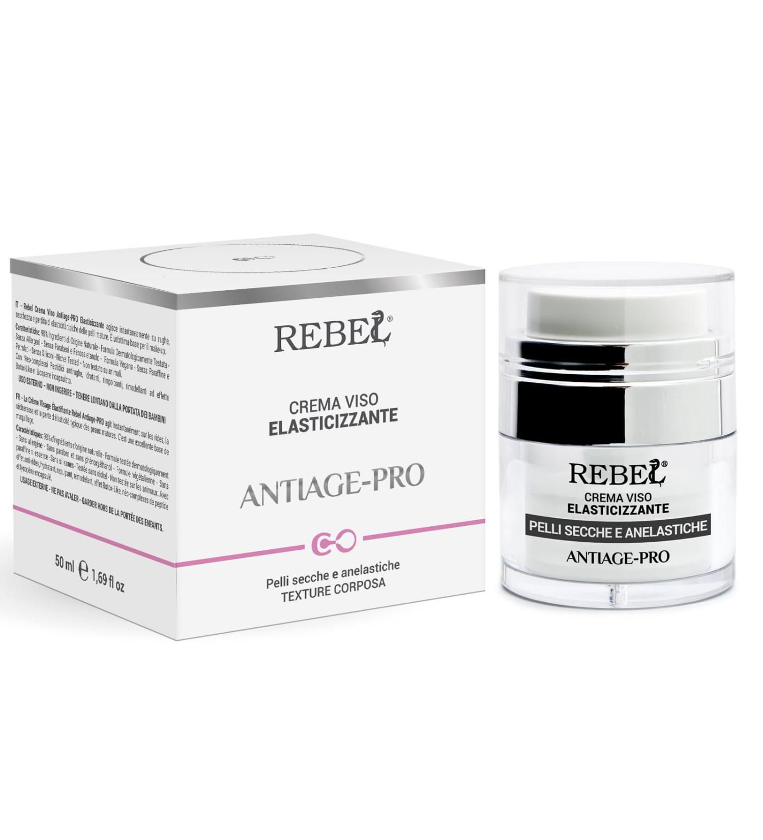  Licofarma Rebel Antiage Pro Elastic Anti-Ageing Face Cream | Specific Anti-Wrinkle Cream for Dry Asphyxic and Analyst Skin | With Peptides | Instant Lift Effect | Airless Pot 50 ml - Buy Online on GoSupps.com