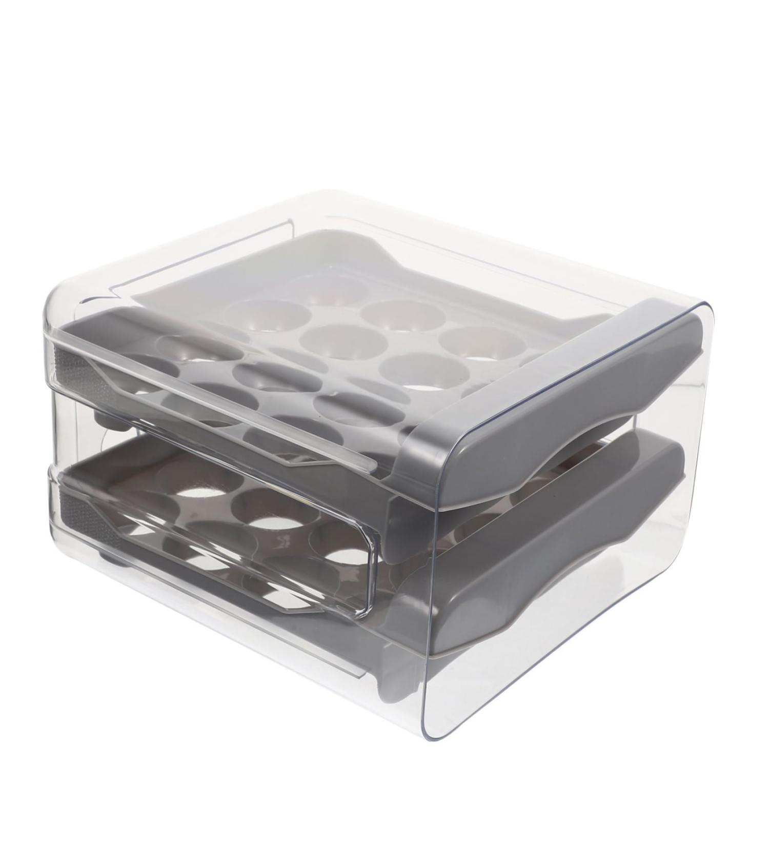 Healvian Layer Convenient Multi-function Fridge Supplies Case Refrigerator Home Tray Style Accessory Egg Grey 21.5x22.5x14cm - Buy Online on GoSupps.com