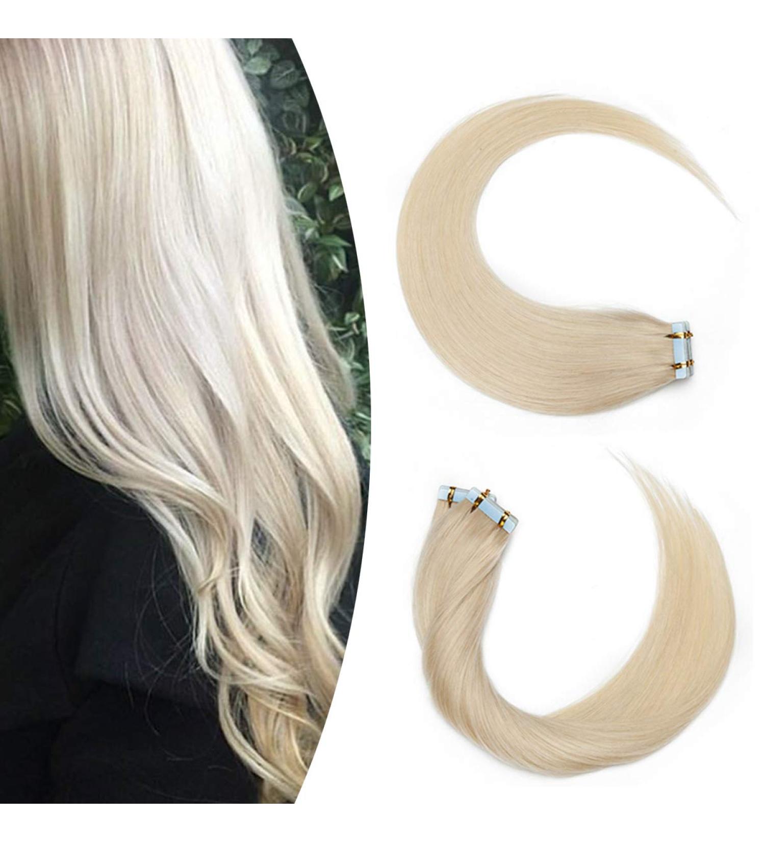 Elailite Invisible Tape In Extensions | Remy Real Human Hair | 20pcs 35cm #70 Bleached White Hair Extensions - Buy Online on GoSupps.com
