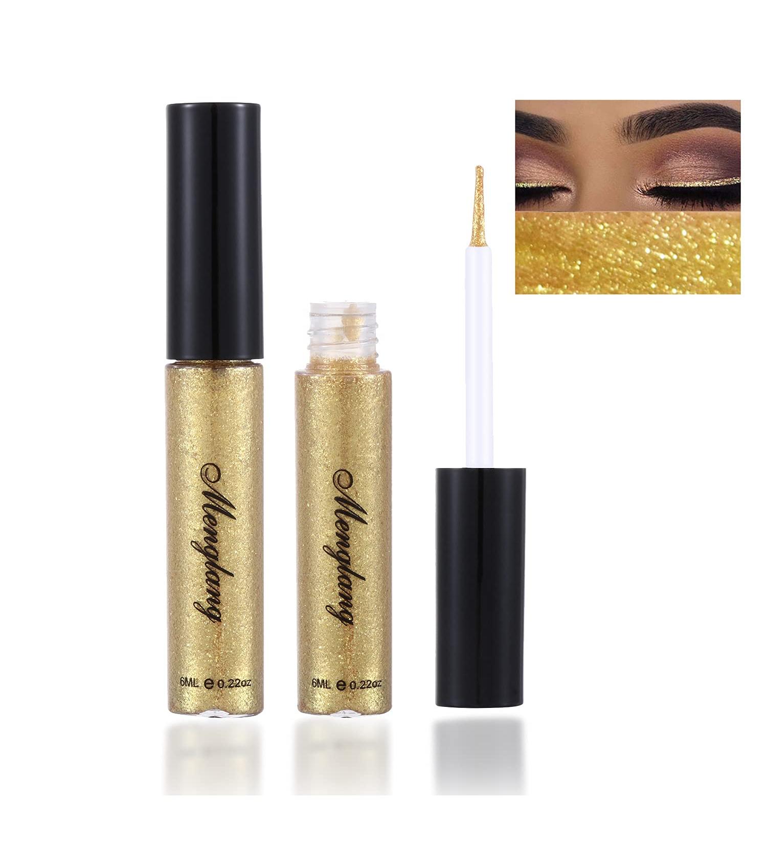 2021 Upgraded Liquid Glitter Eyeliner Set - Metallic Shimmer & Long Lasting Waterproof Formula in Gold - Buy Online on GoSupps.com
