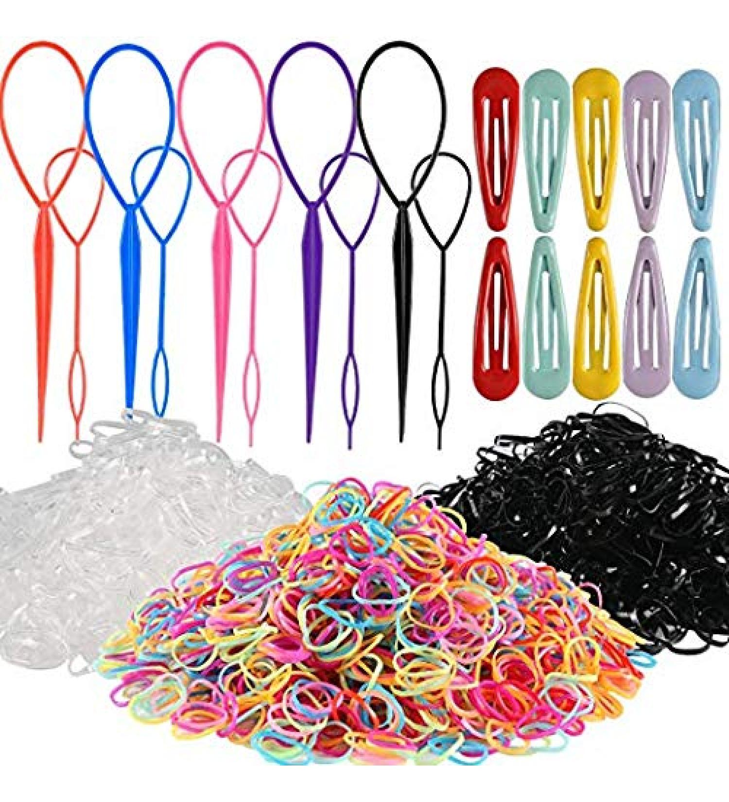 Elastic Hair Bands Braid Kit with 4000pcs Multi Color Girl Hair Bands, Topsy Tails, and Hair Clips - For Girls and Women - Buy Online on GoSupps.com