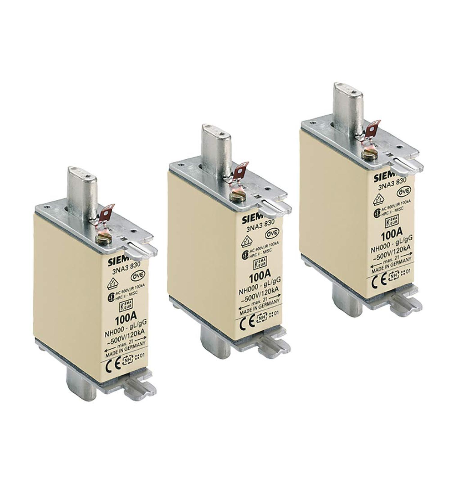 SIEMENS - x3 pieces NH fuse link NH000 50A combination indicator