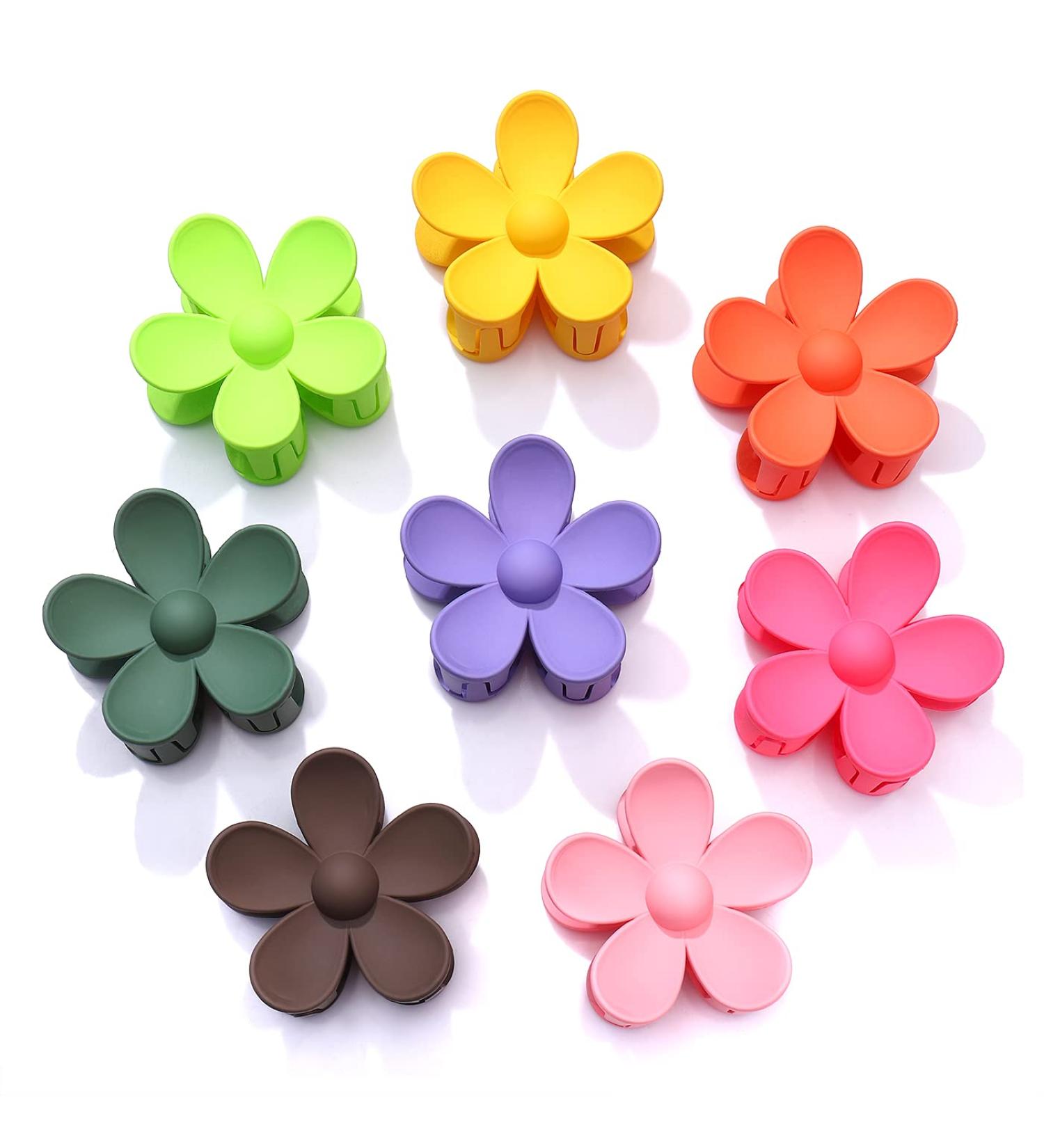 8PCS Acrylic Flower Hair Claw Clips for Women - Pastel Floral Shaped Hair Barrettes - Strong Hold Jaw Clamp for Styling Thick & Thin Hair - Buy Online on GoSupps.com