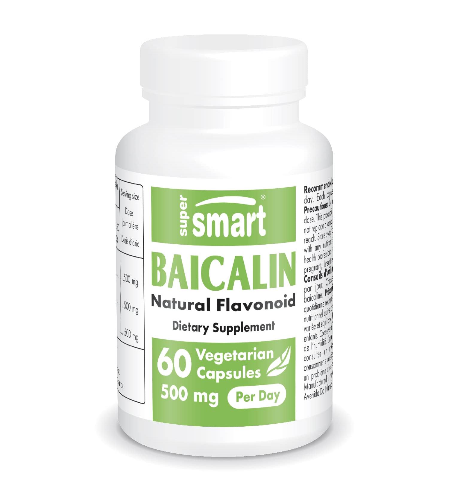 Supersmart Baicalin 90% - Chinese Skullcap Extract for Stress Support - Natural Relaxant - 60 Capsules | Non-GMO & Gluten Free - Buy Online on GoSupps.com